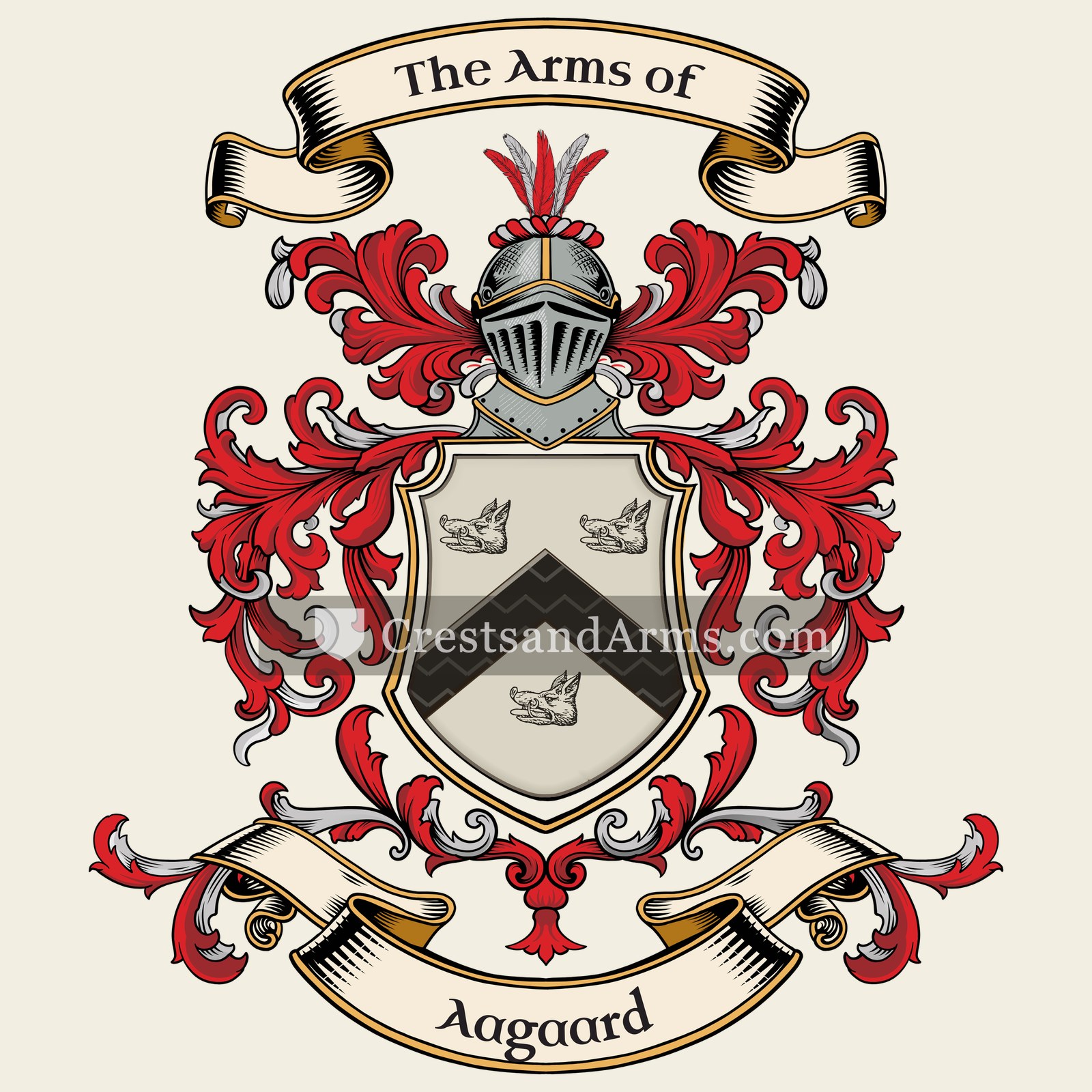 The Aagaard coat of arms, drawn from the recorded blazon