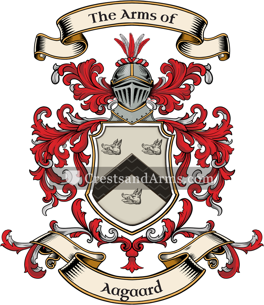 The Aagaard coat of arms, drawn from the recorded blazon