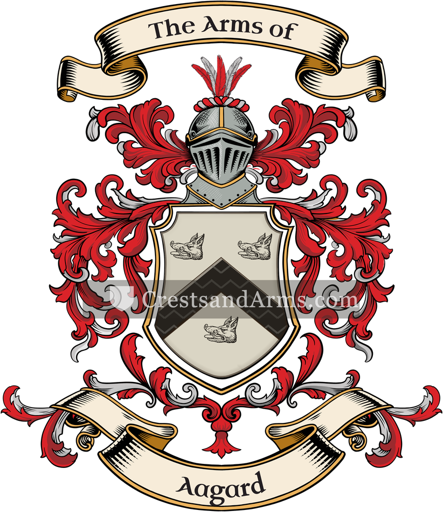 The Aagard coat of arms, drawn from the recorded blazon