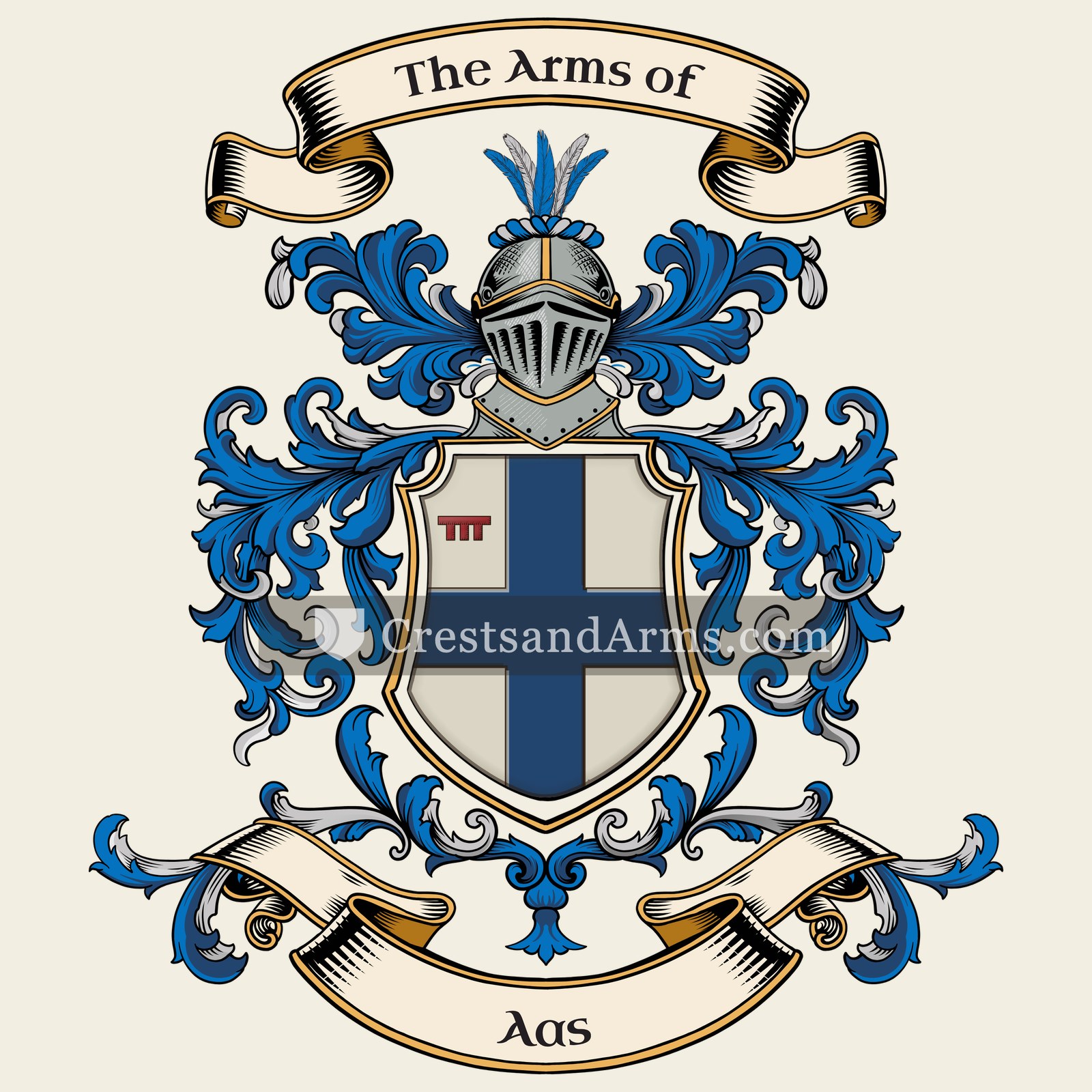 The Aas coat of arms, drawn from the recorded blazon