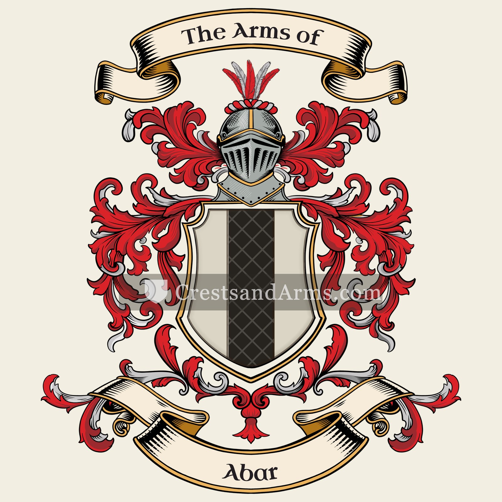 The Abar coat of arms, drawn from the recorded blazon