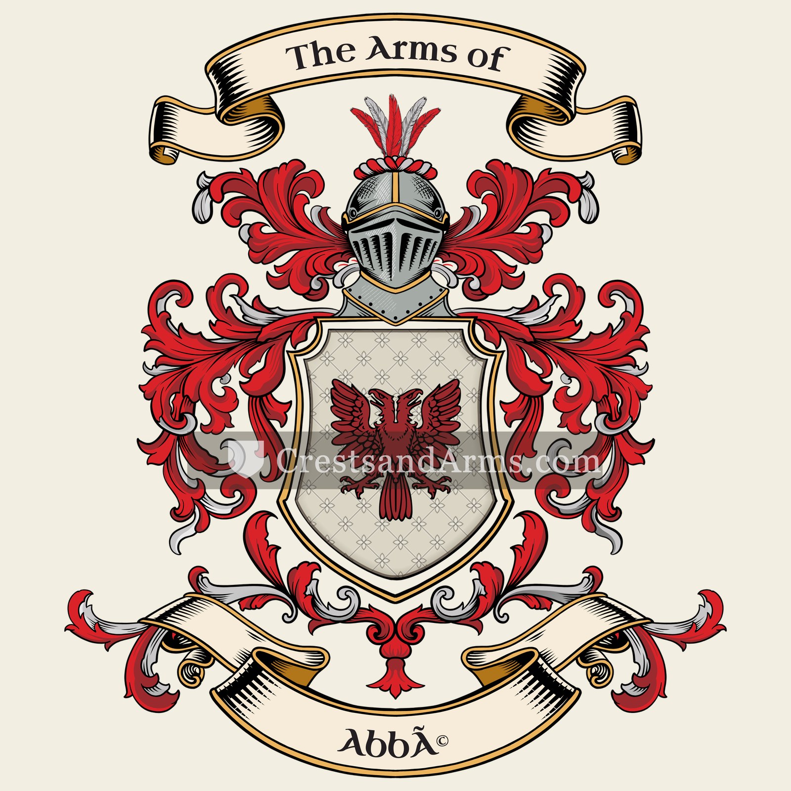 The Abbé coat of arms, drawn from the recorded blazon