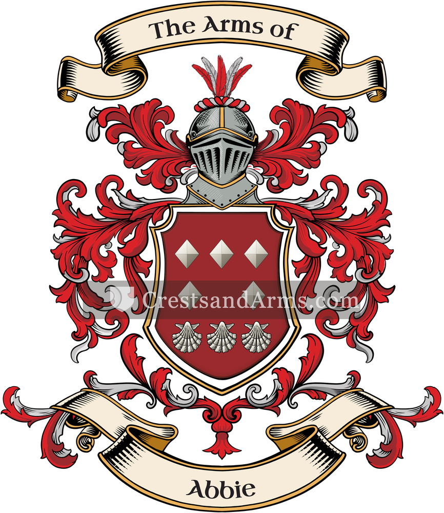 The Abbie coat of arms, drawn from the recorded blazon