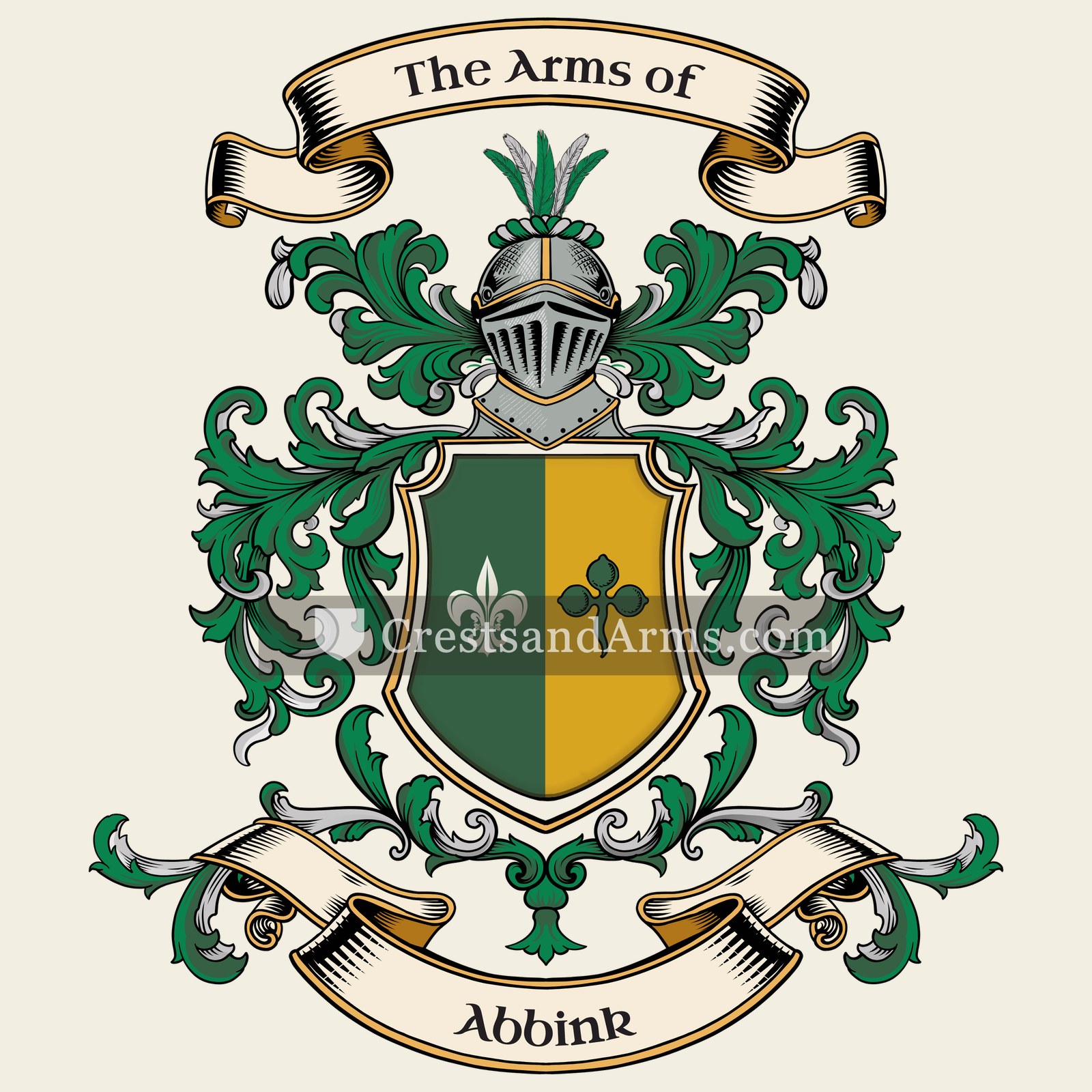 The Abbink coat of arms, drawn from the recorded blazon