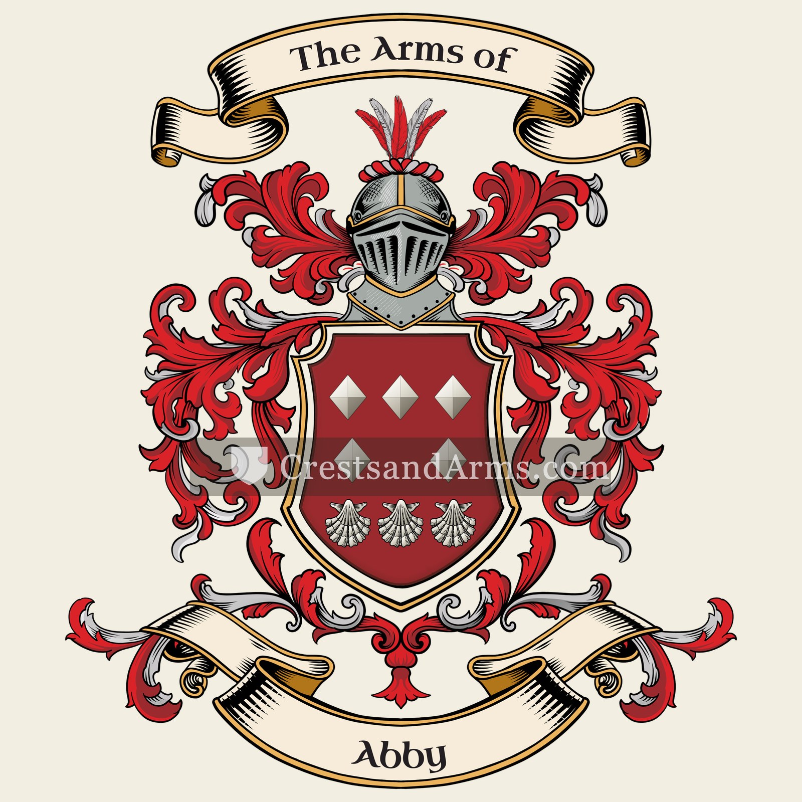 The Abby coat of arms, drawn from the recorded blazon