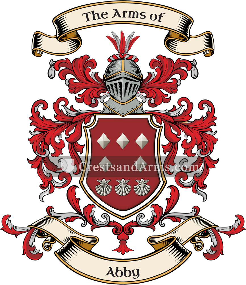 The Abby coat of arms, drawn from the recorded blazon