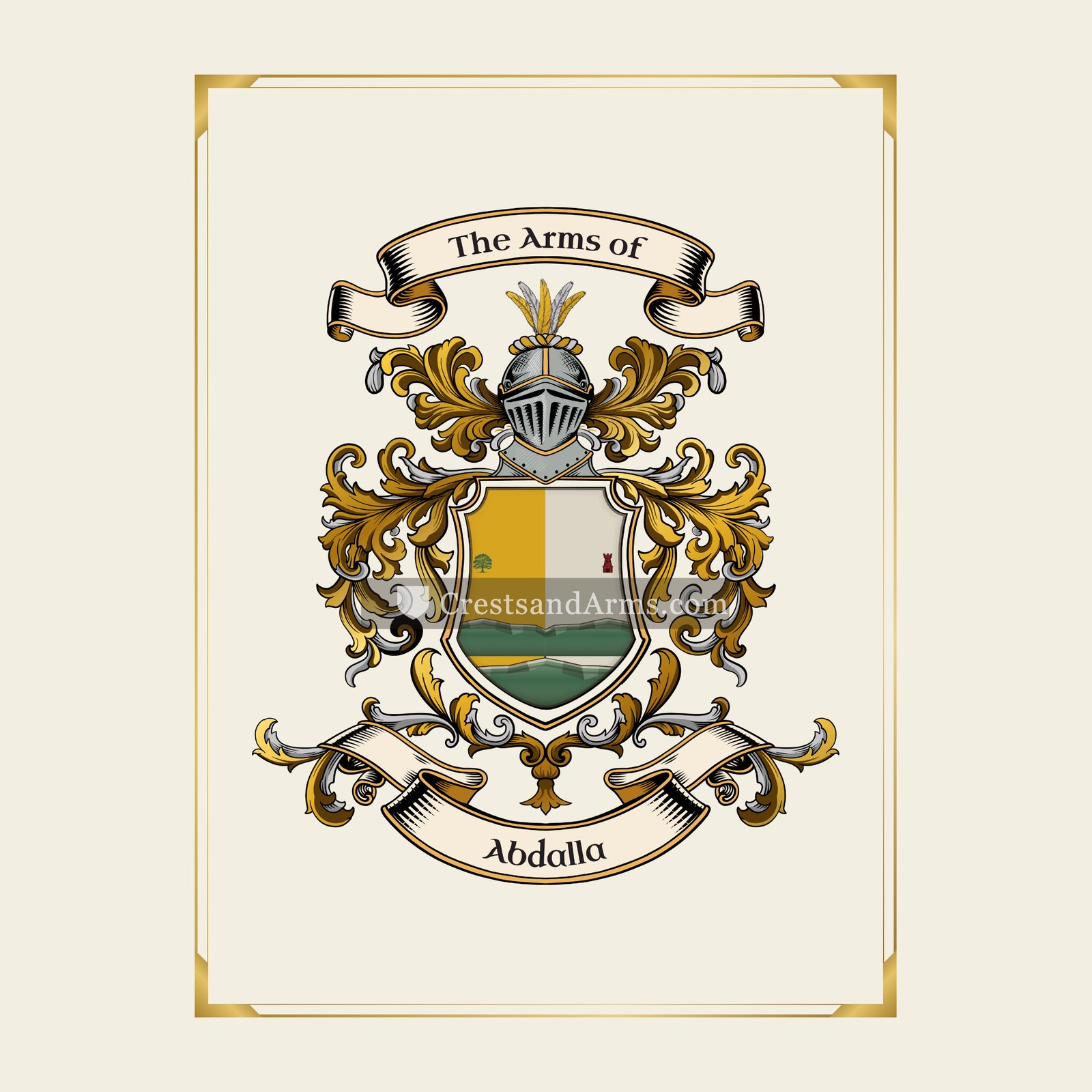 With gold border