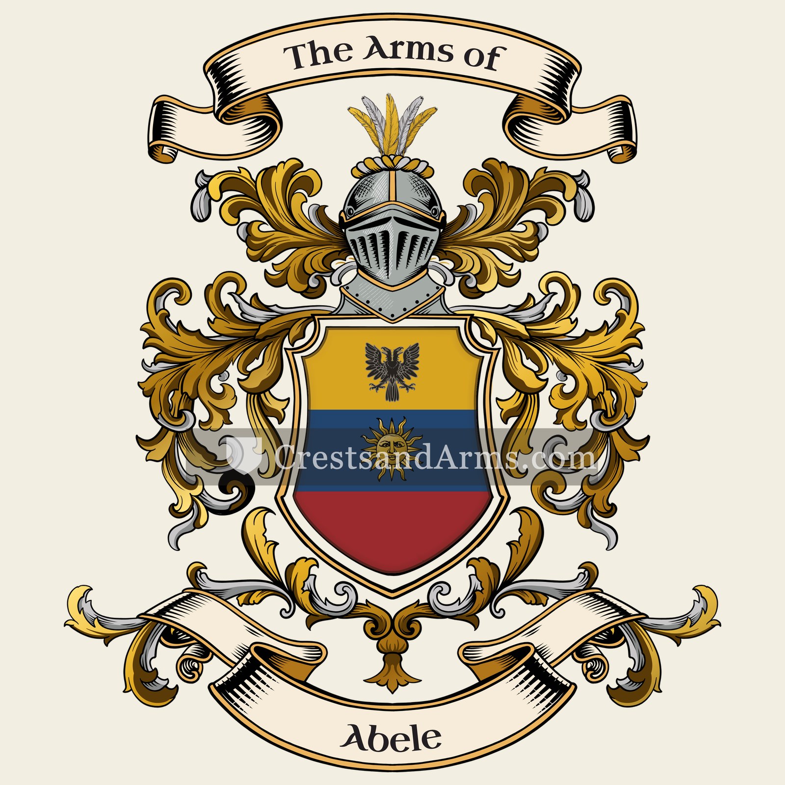 The Abele coat of arms, drawn from the recorded blazon