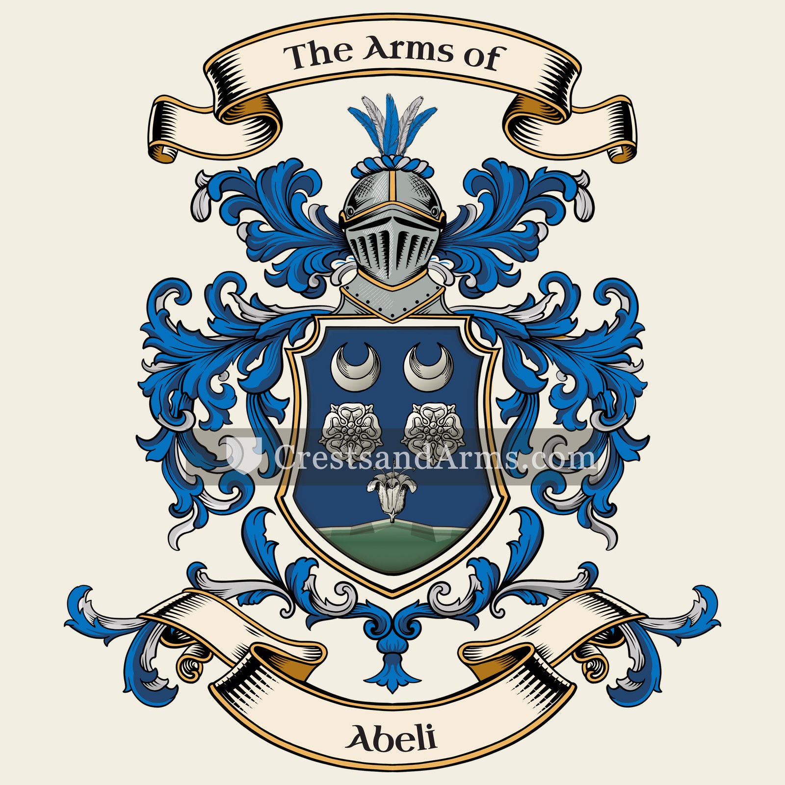 The Abeli coat of arms, drawn from the recorded blazon