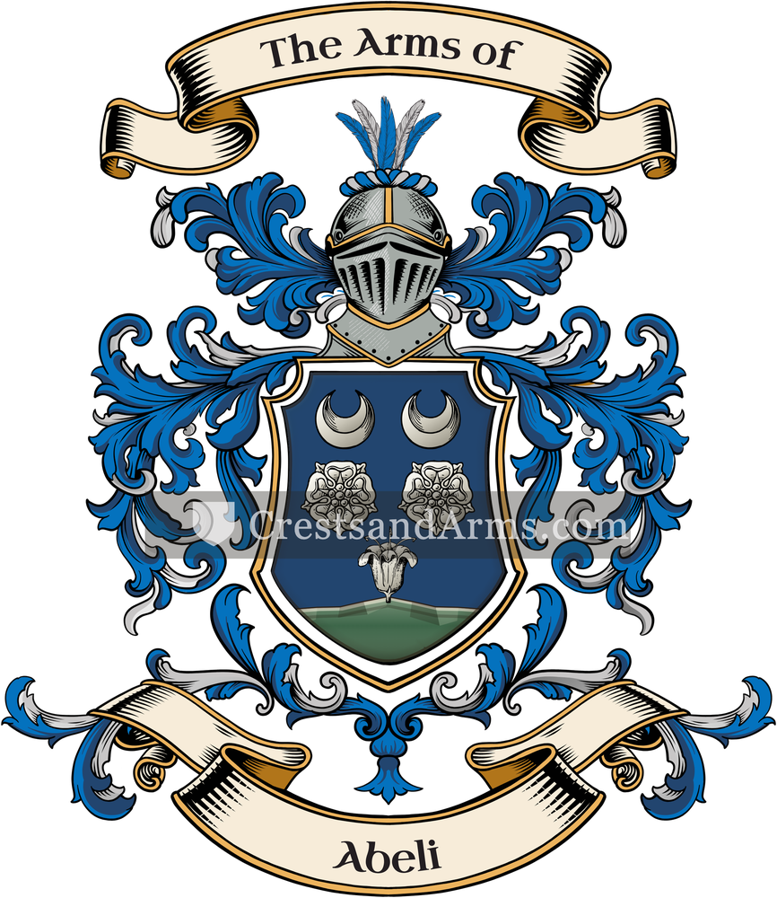 The Abeli coat of arms, drawn from the recorded blazon