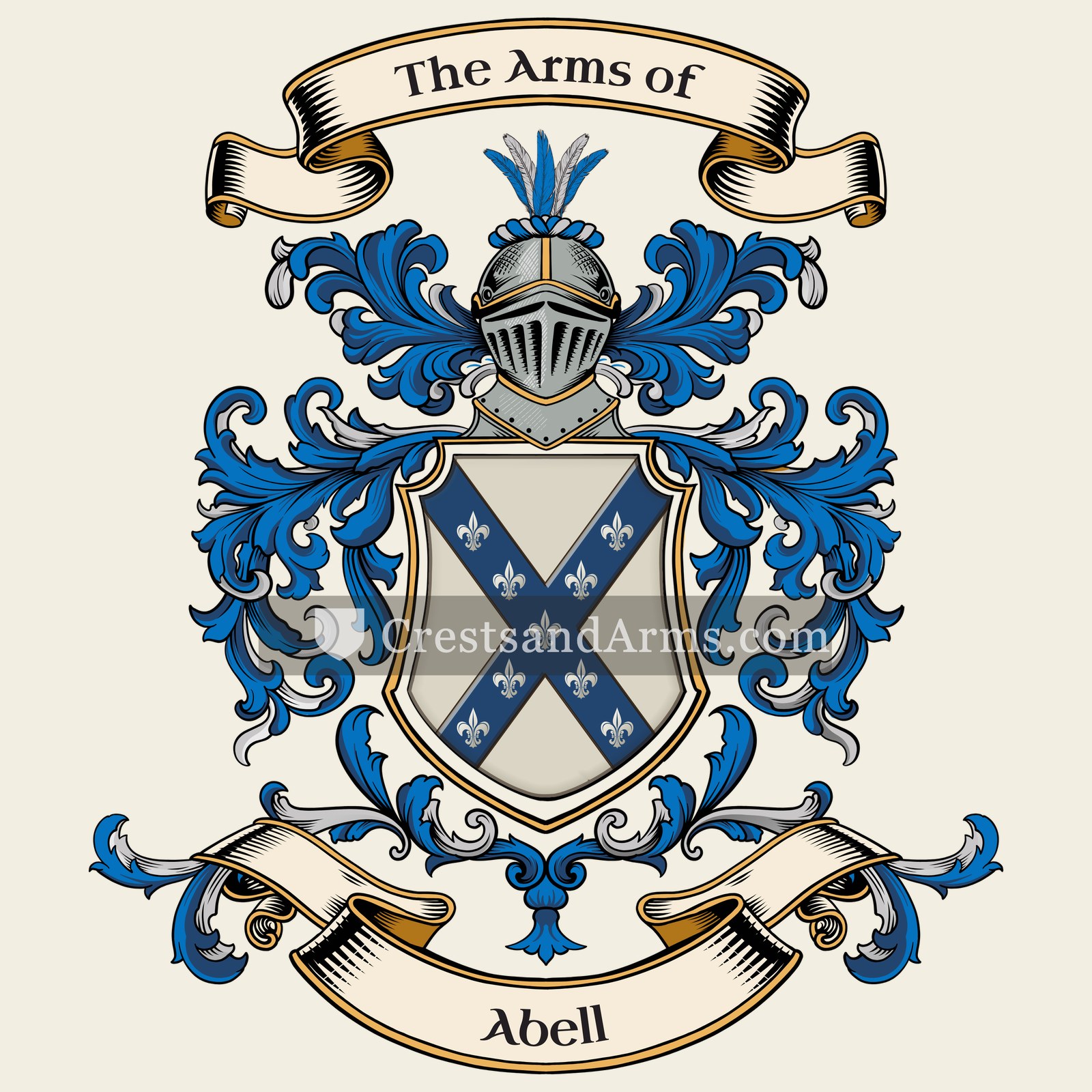 The Abell coat of arms, drawn from the recorded blazon