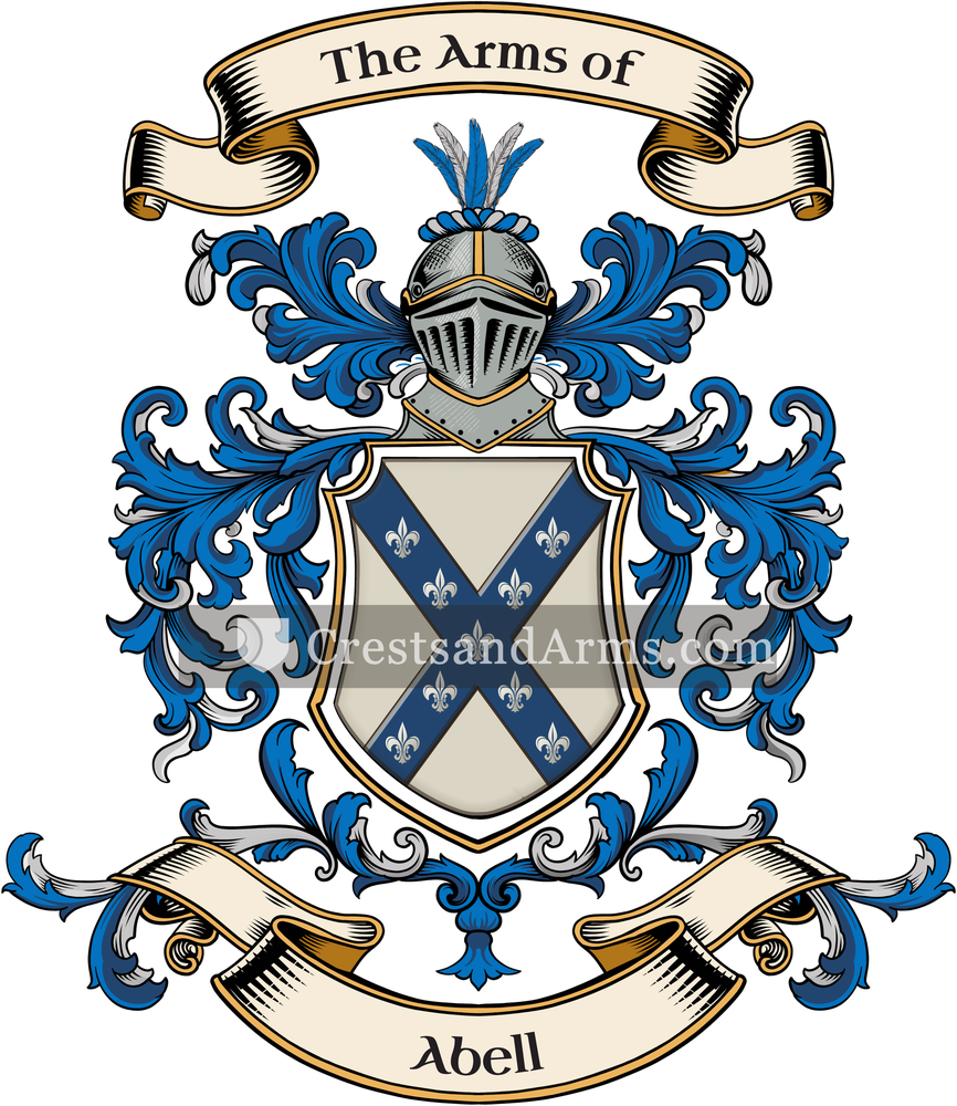 The Abell coat of arms, drawn from the recorded blazon