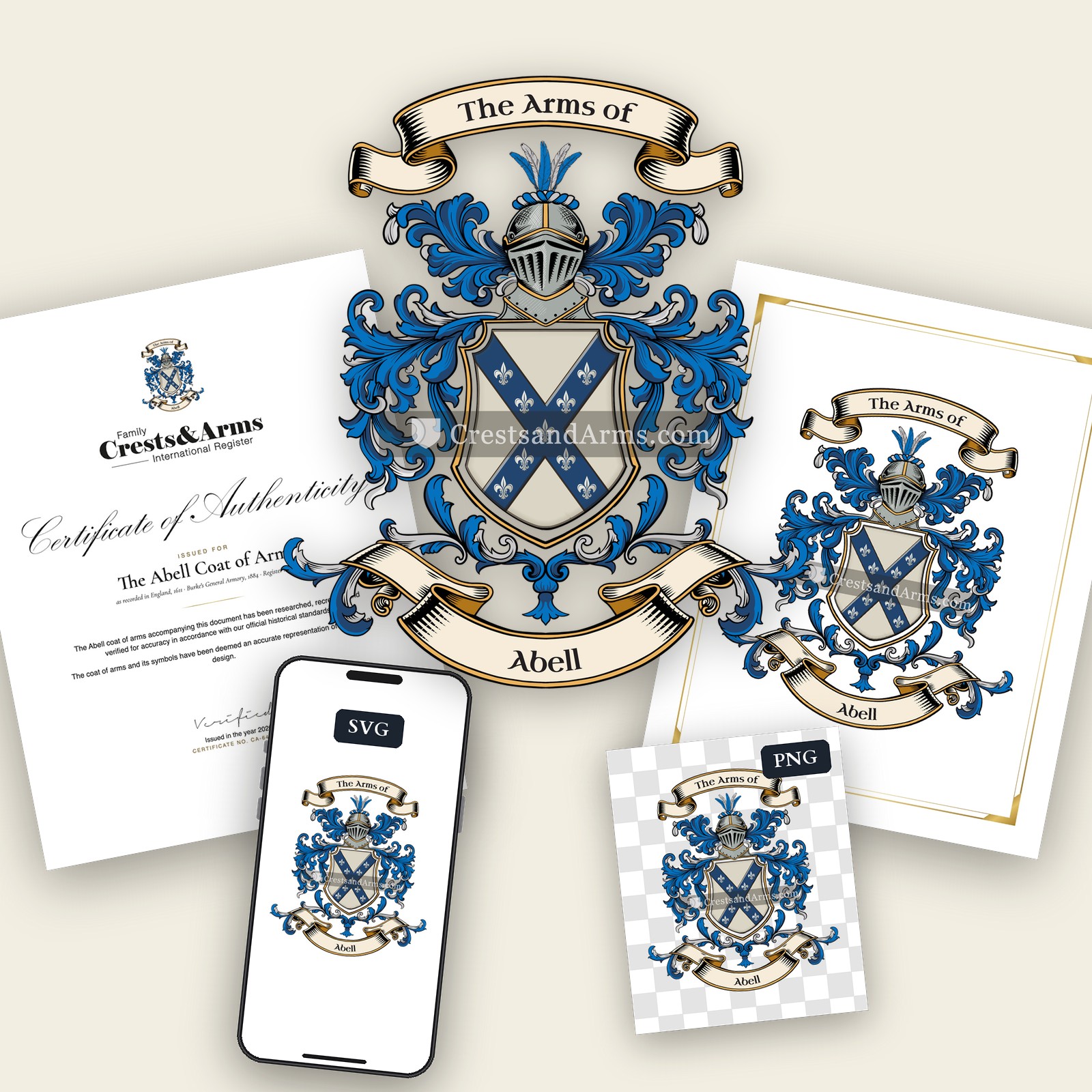 The Abell arms on the coat of arms — digital pack