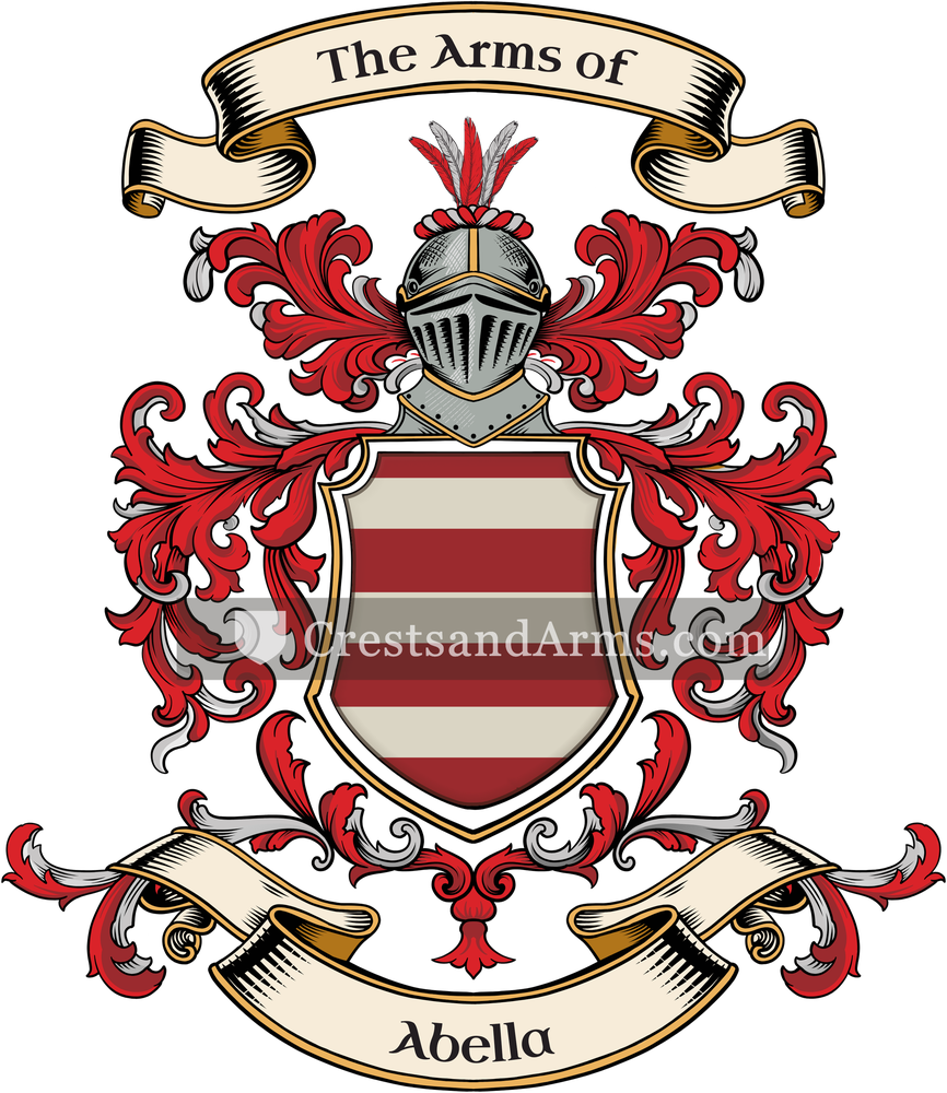 The Abella coat of arms, drawn from the recorded blazon