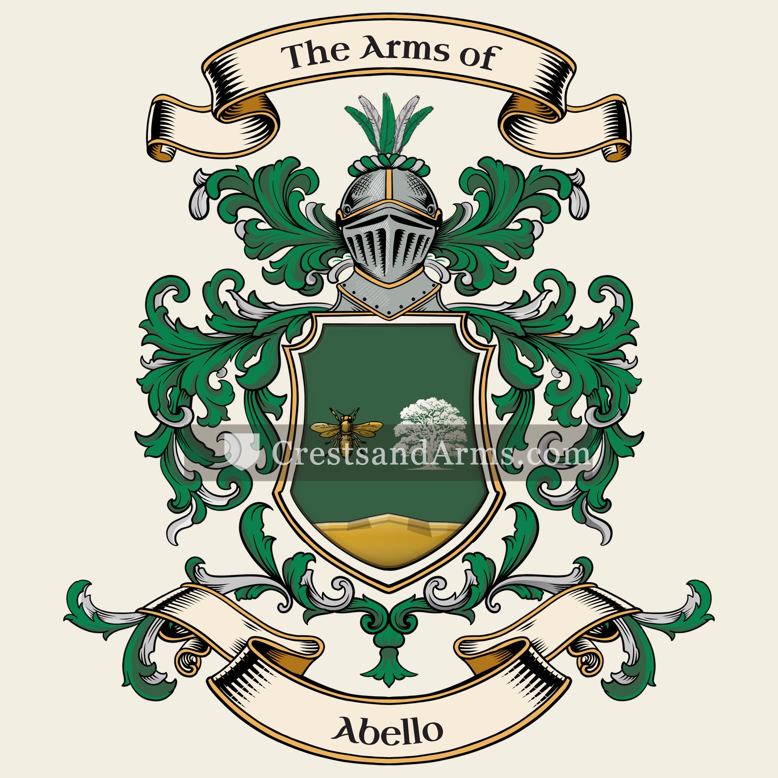 The Abello coat of arms, drawn from the recorded blazon