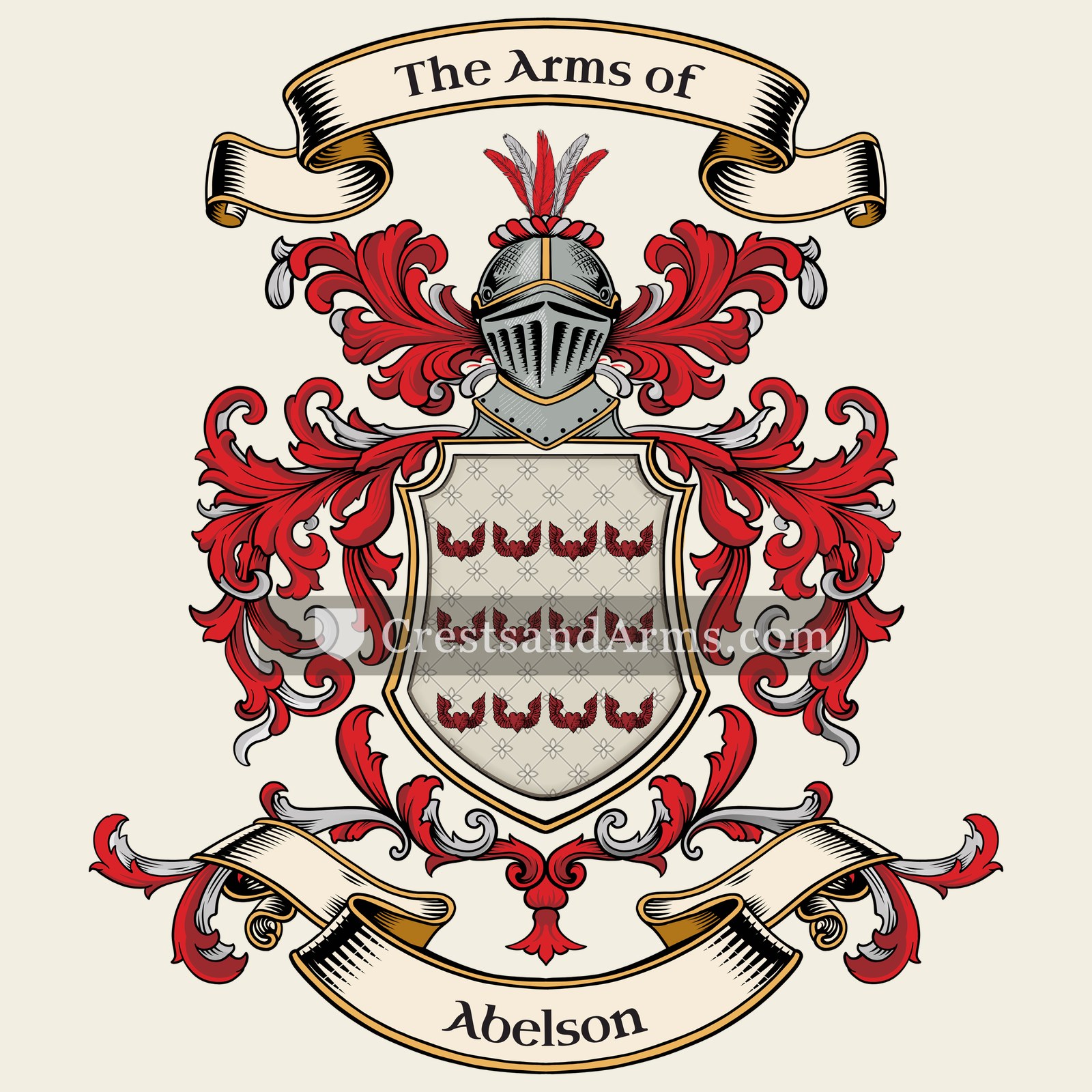 The Abelson coat of arms, drawn from the recorded blazon