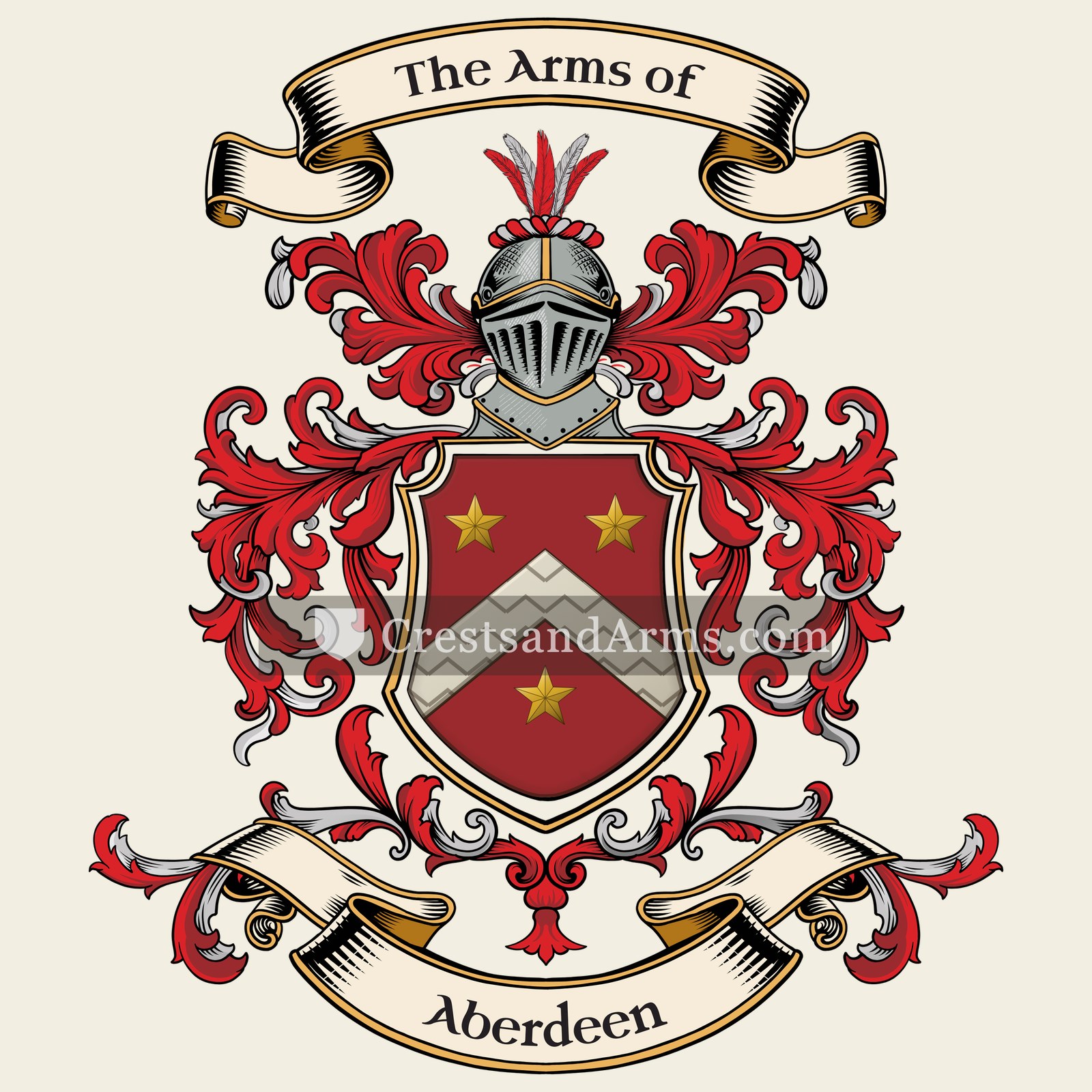 The Aberdeen coat of arms, drawn from the recorded blazon