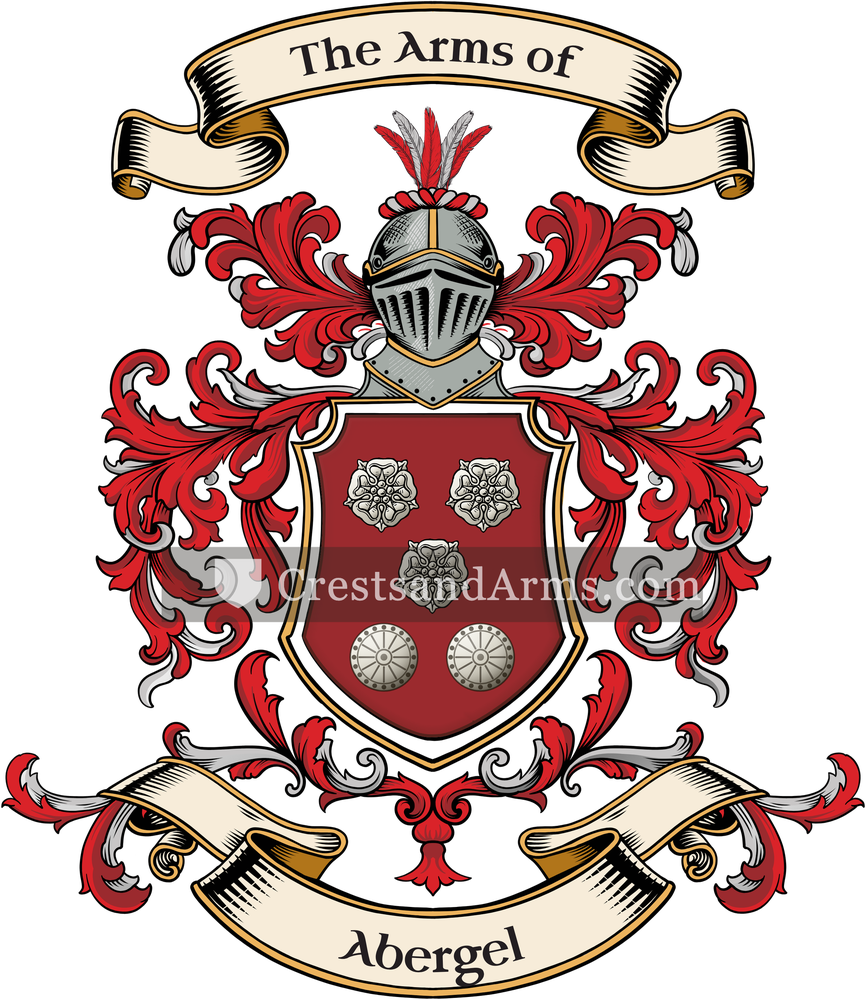 The Abergel coat of arms, drawn from the recorded blazon