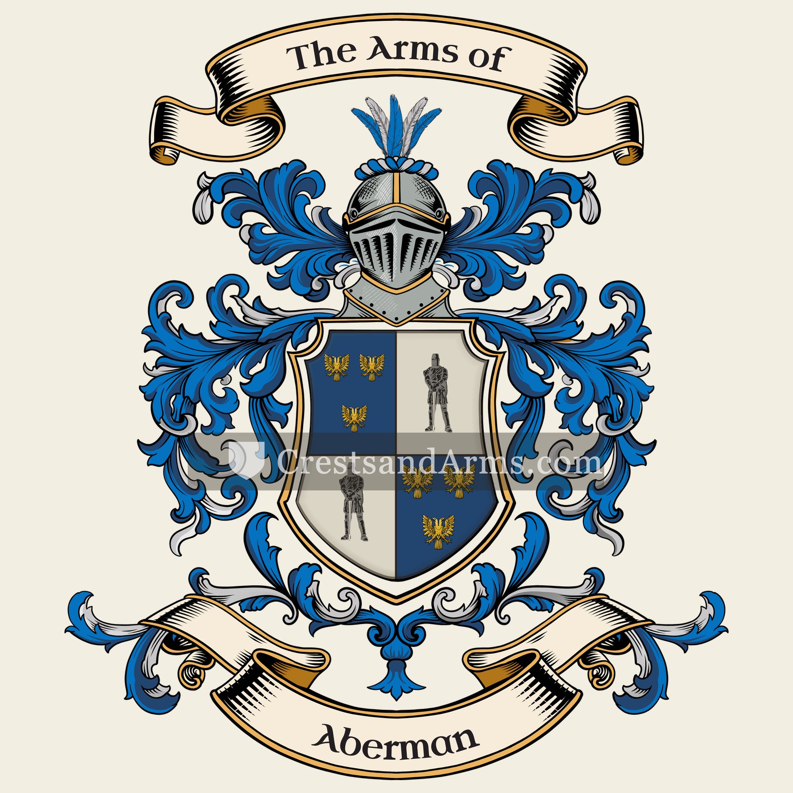 The Aberman coat of arms, drawn from the recorded blazon