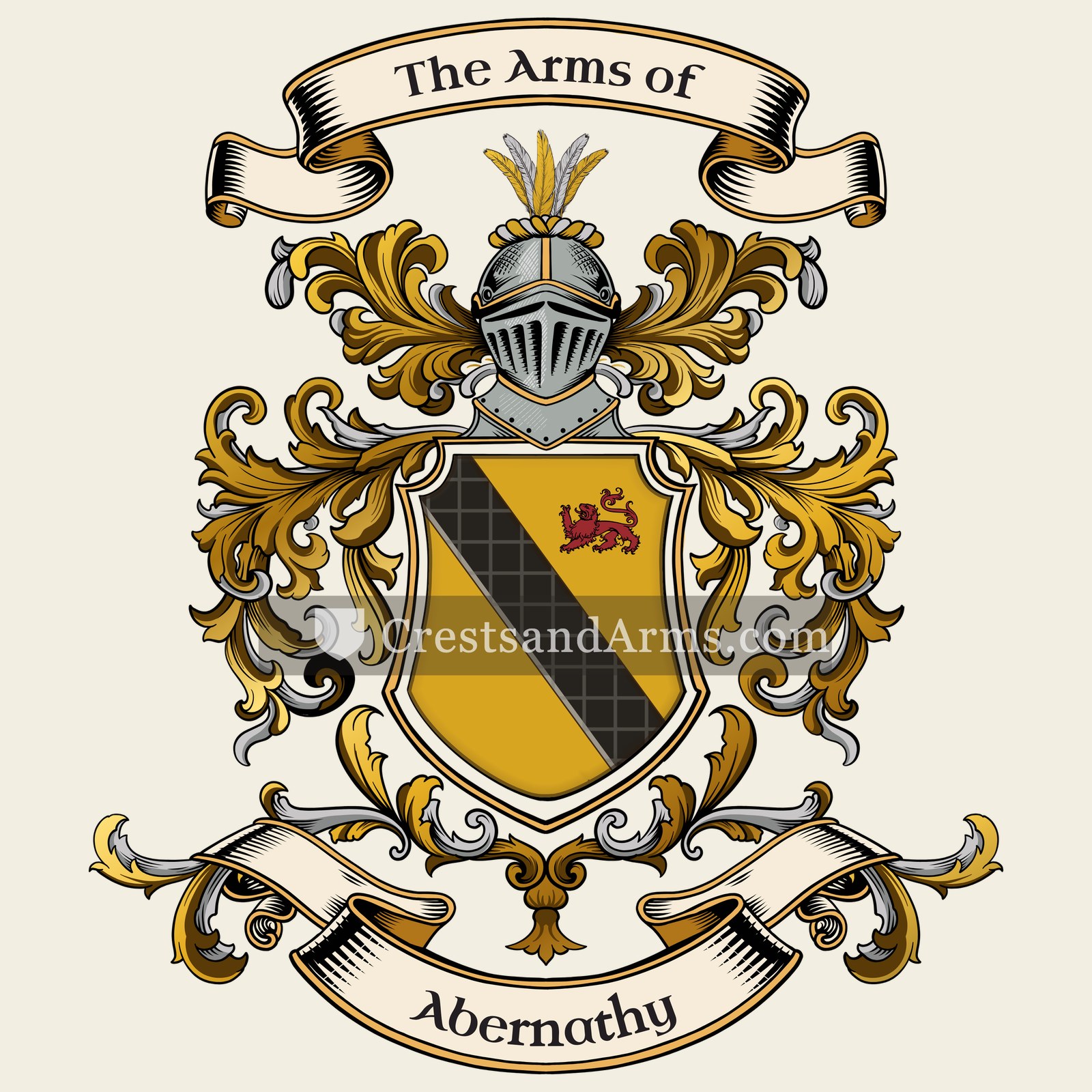 The Abernathy coat of arms, drawn from the recorded blazon