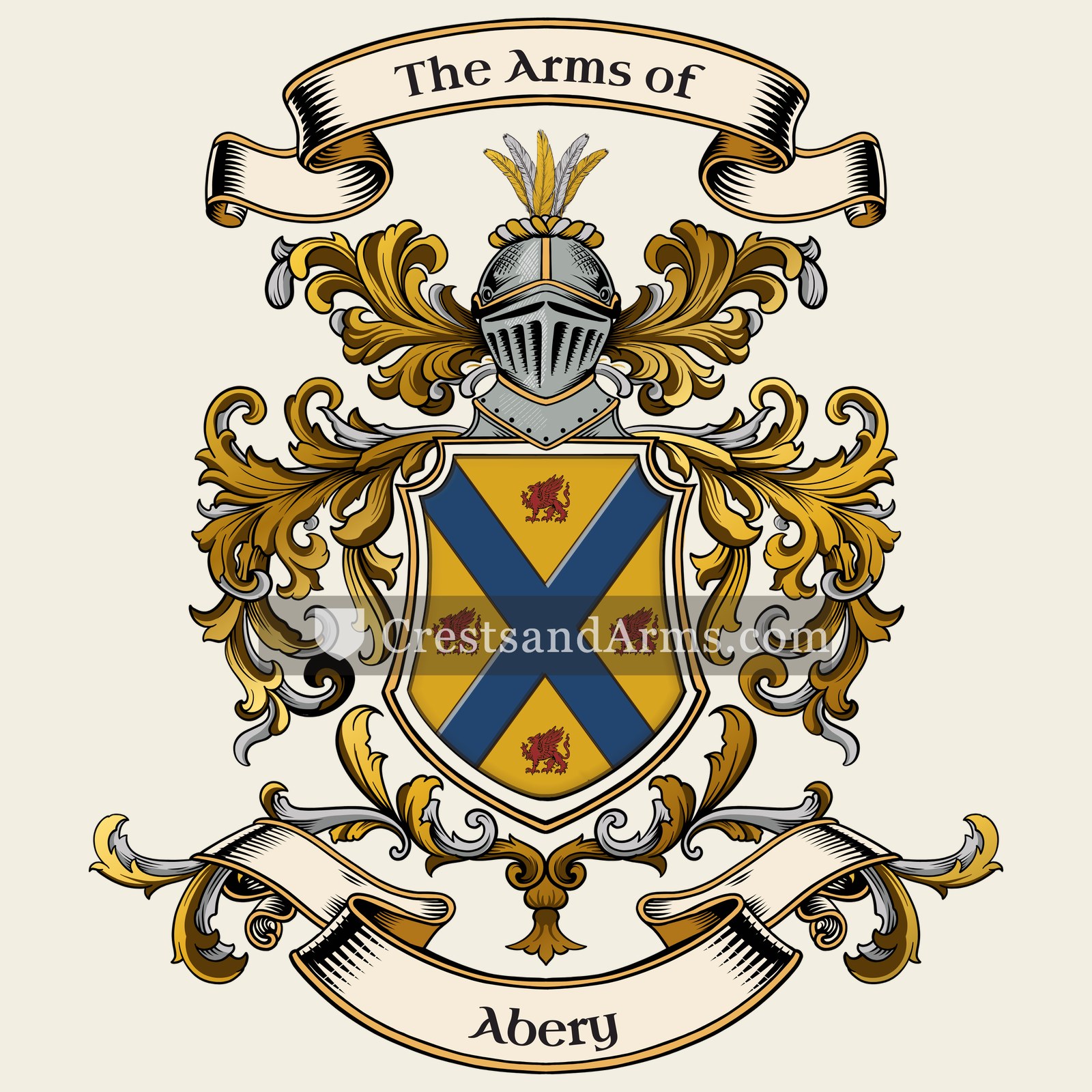 The Abery coat of arms, drawn from the recorded blazon