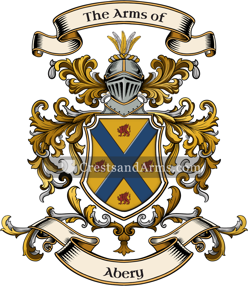 The Abery coat of arms, drawn from the recorded blazon