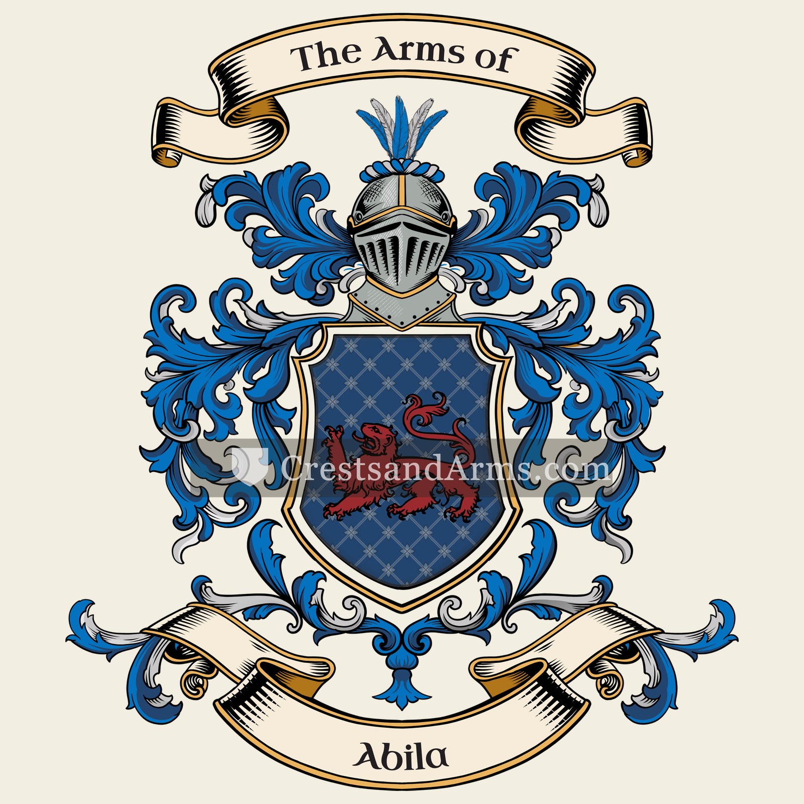 The Abila coat of arms, drawn from the recorded blazon