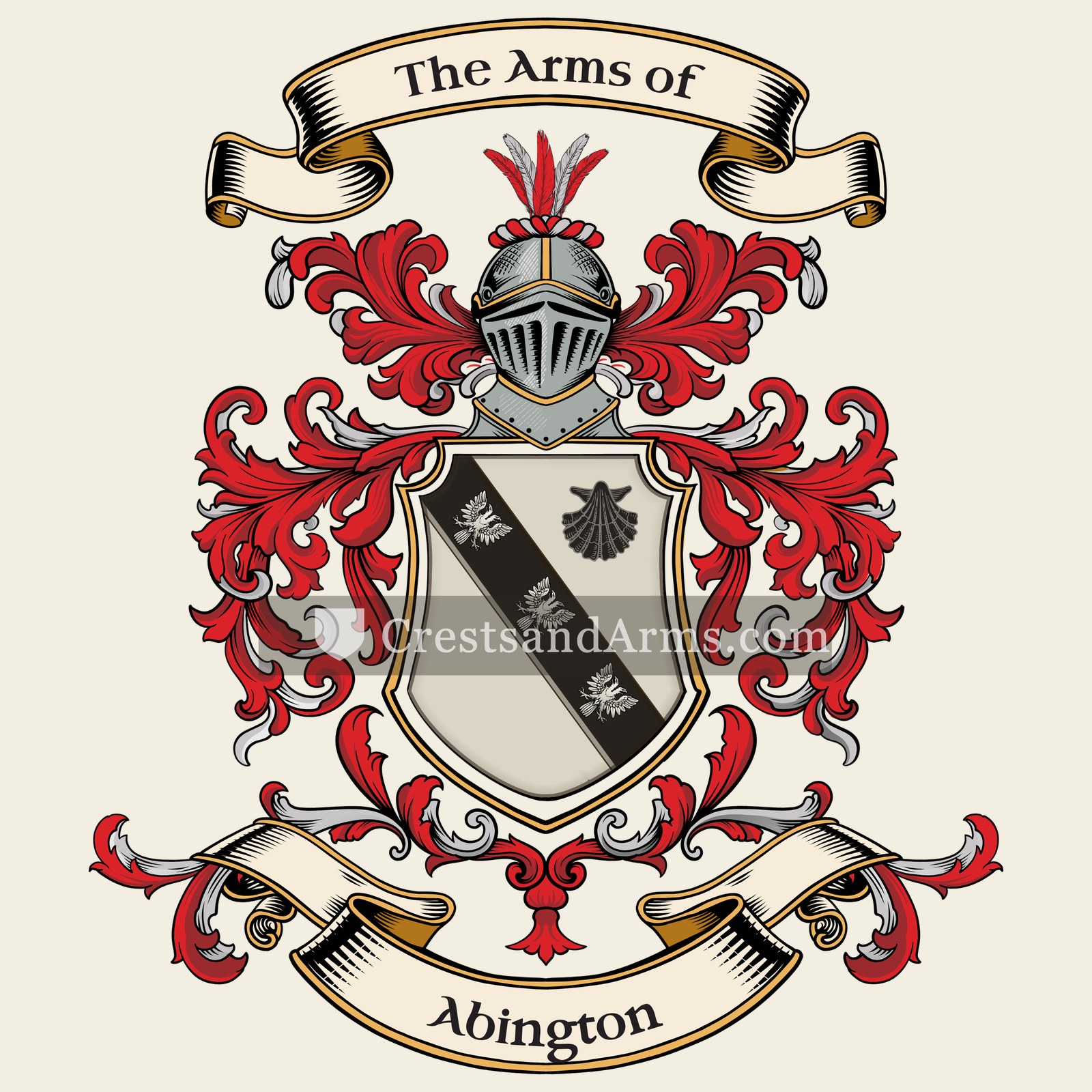 The Abington coat of arms, drawn from the recorded blazon