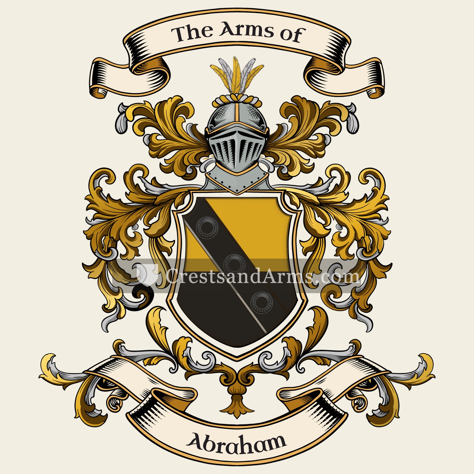 The Abraham coat of arms, drawn from the recorded blazon