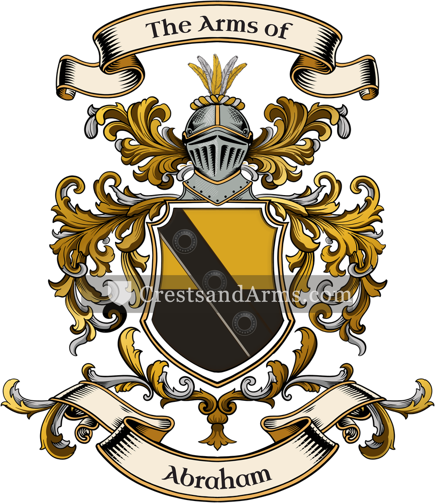 The Abraham coat of arms, drawn from the recorded blazon