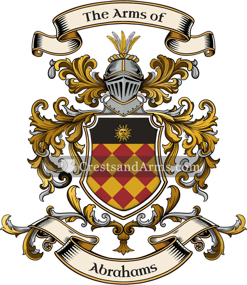 The Abrahams coat of arms, drawn from the recorded blazon