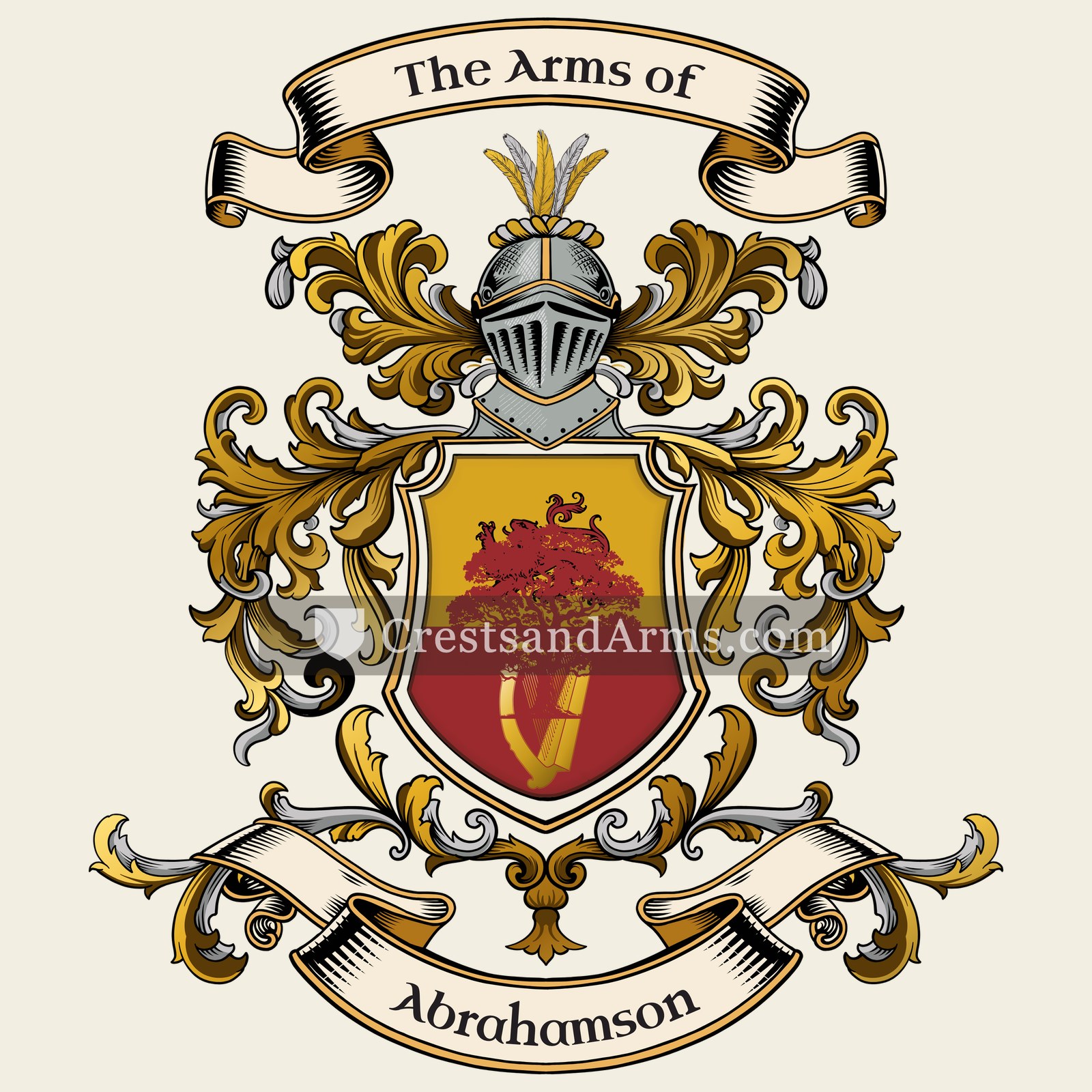 The Abrahamson coat of arms, drawn from the recorded blazon