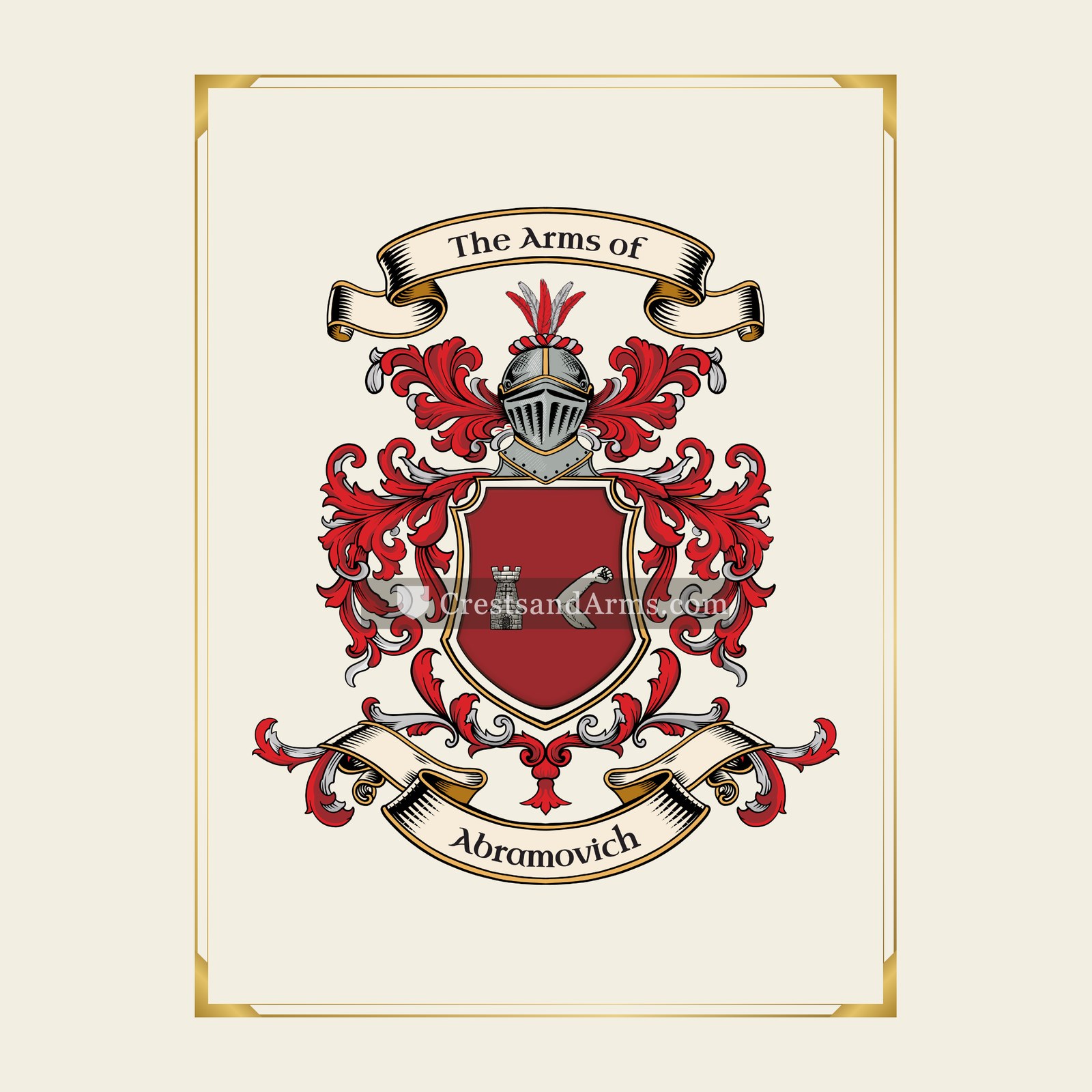 With gold border