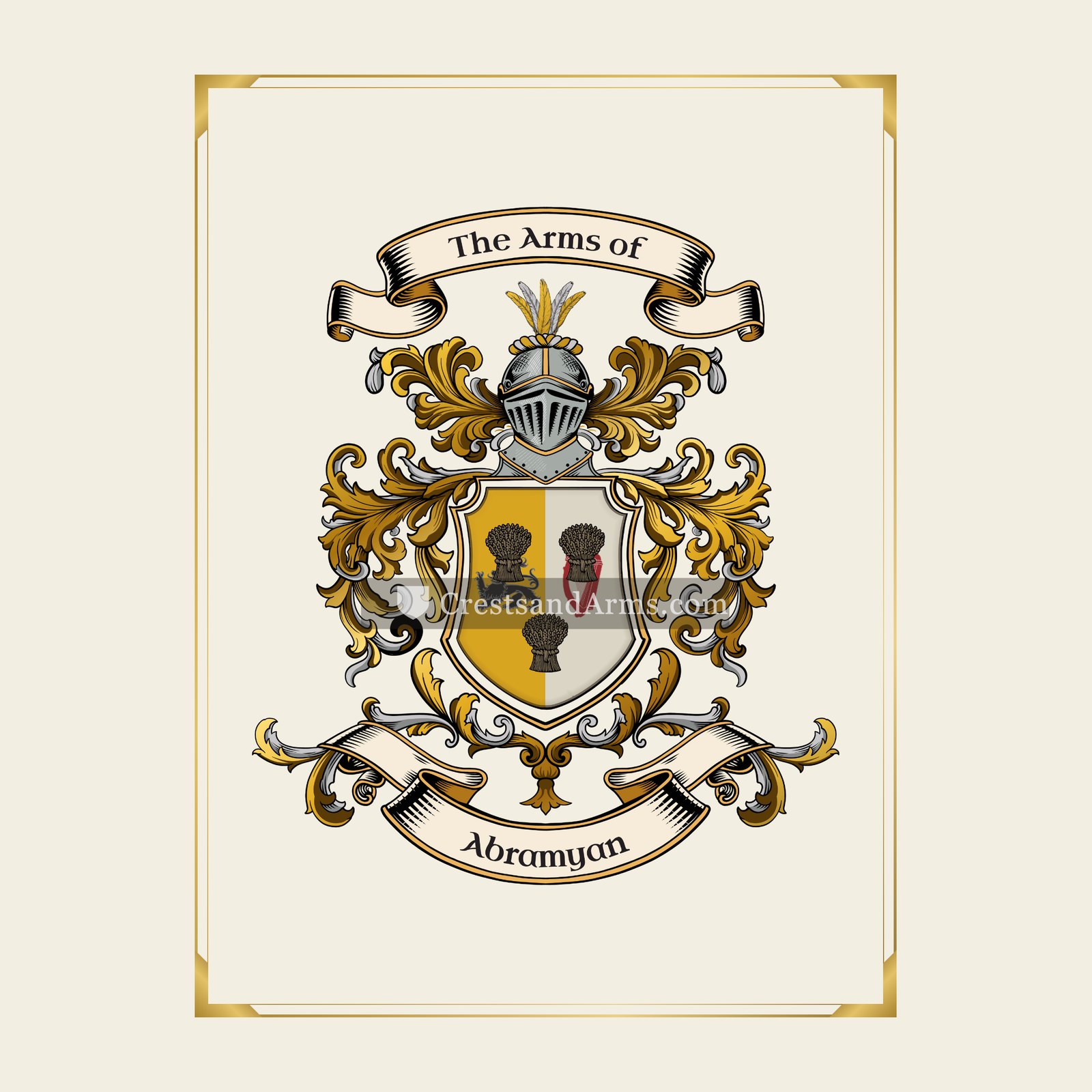 With gold border
