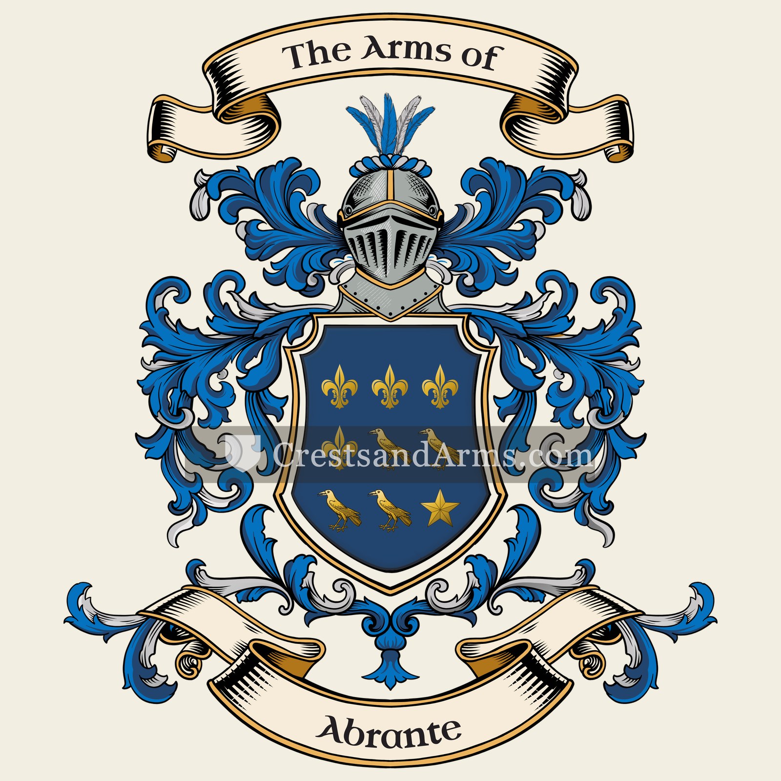 The Abrante coat of arms, drawn from the recorded blazon