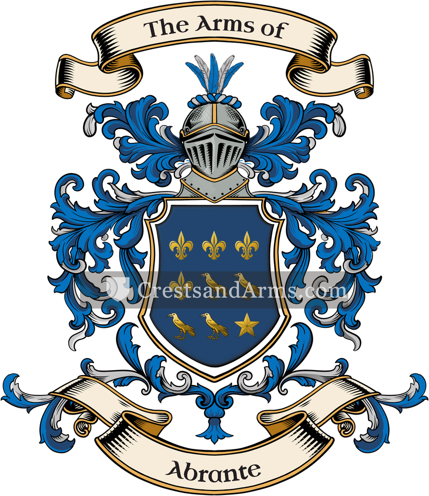 The Abrante coat of arms, drawn from the recorded blazon