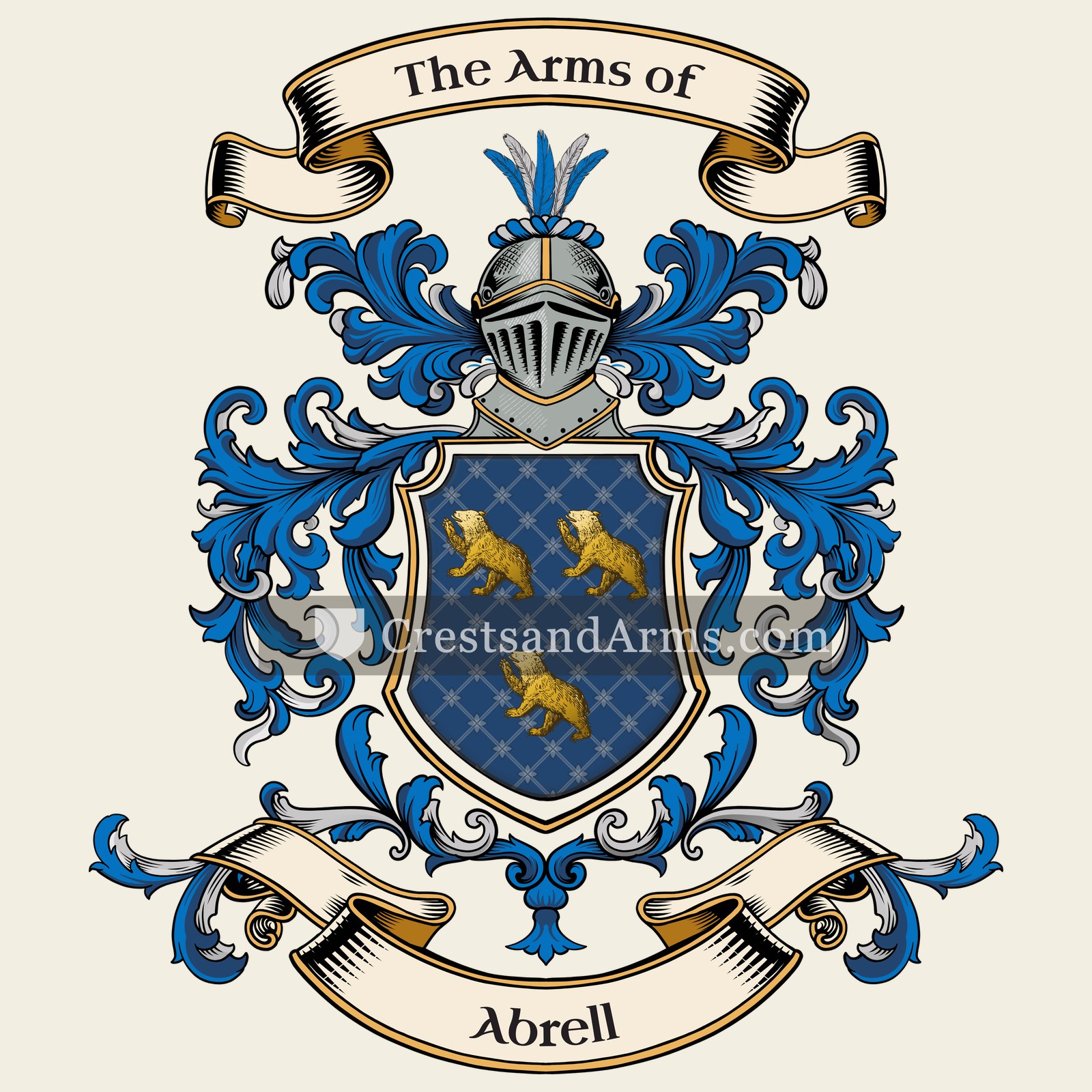 The Abrell coat of arms, drawn from the recorded blazon