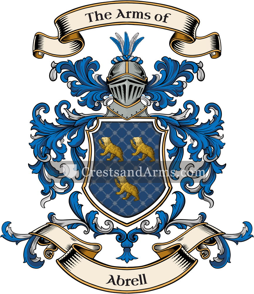 The Abrell coat of arms, drawn from the recorded blazon