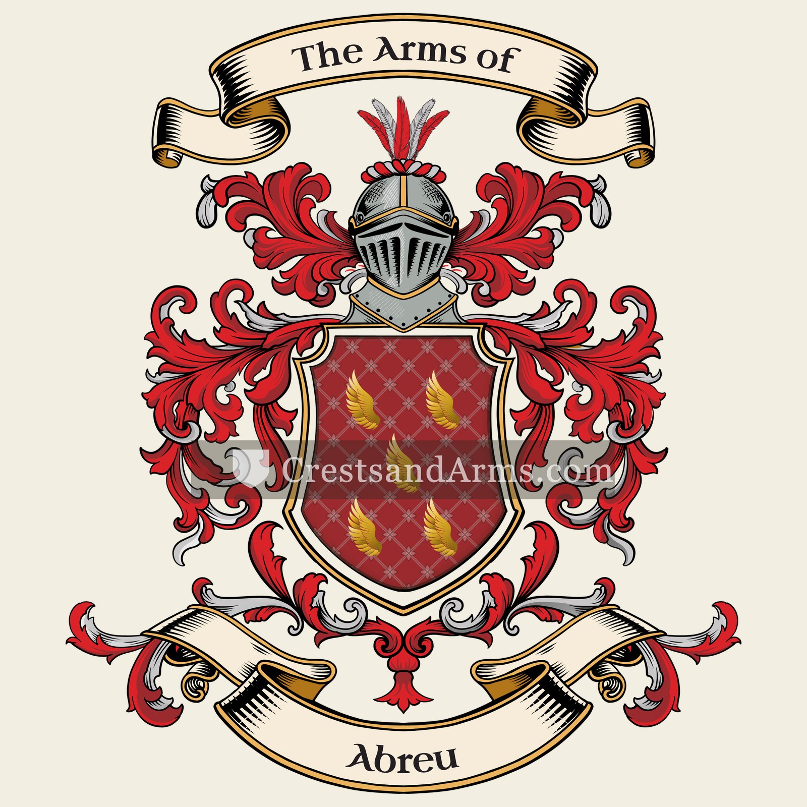 The Abreu coat of arms, drawn from the recorded blazon