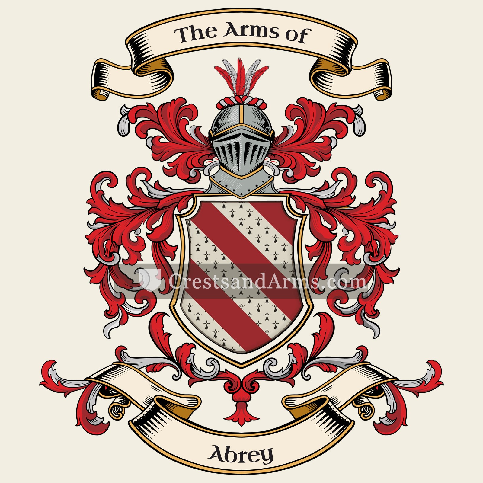The Abrey coat of arms, drawn from the recorded blazon