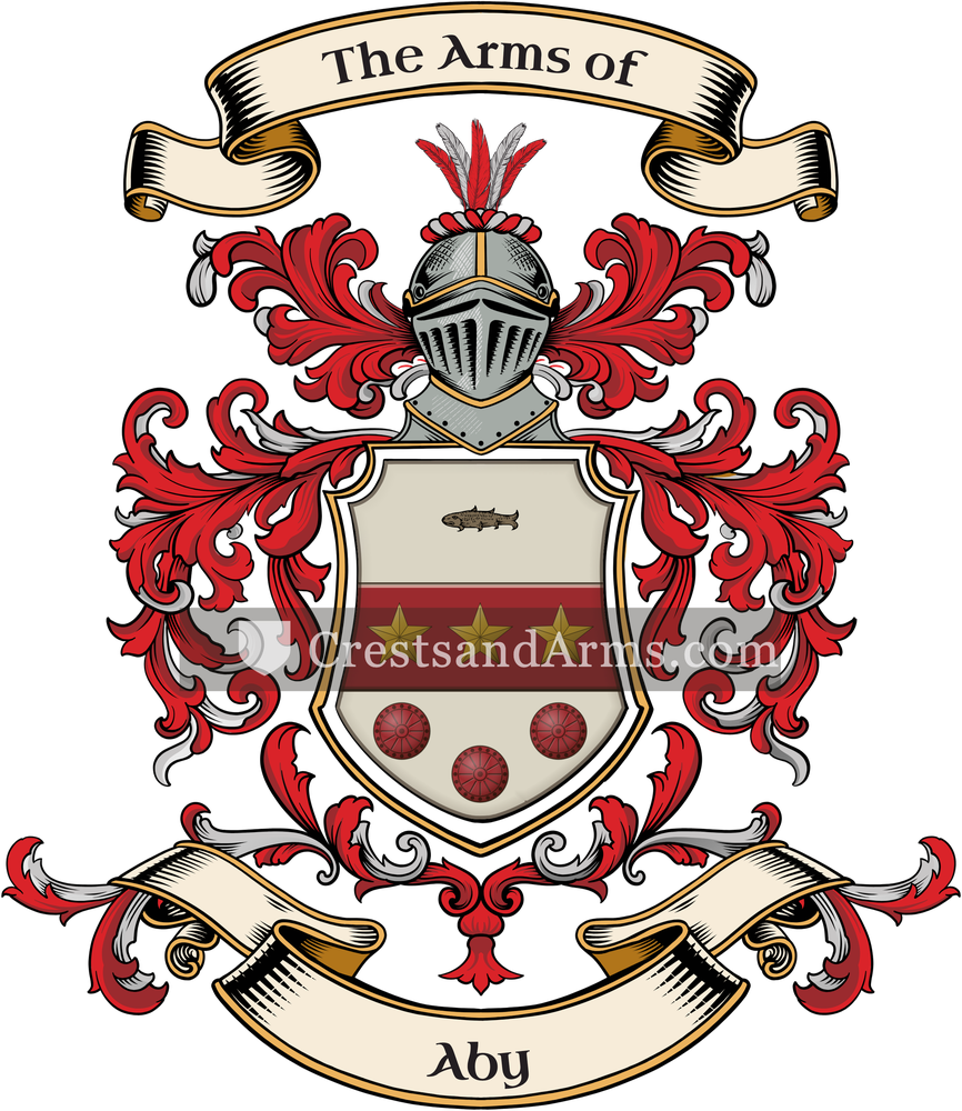 The Aby coat of arms, drawn from the recorded blazon