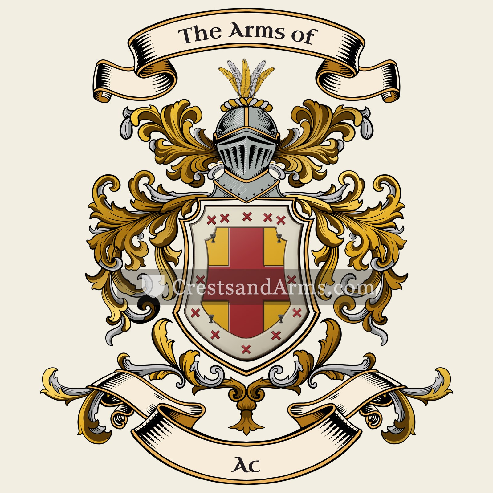 The Ac coat of arms, drawn from the recorded blazon