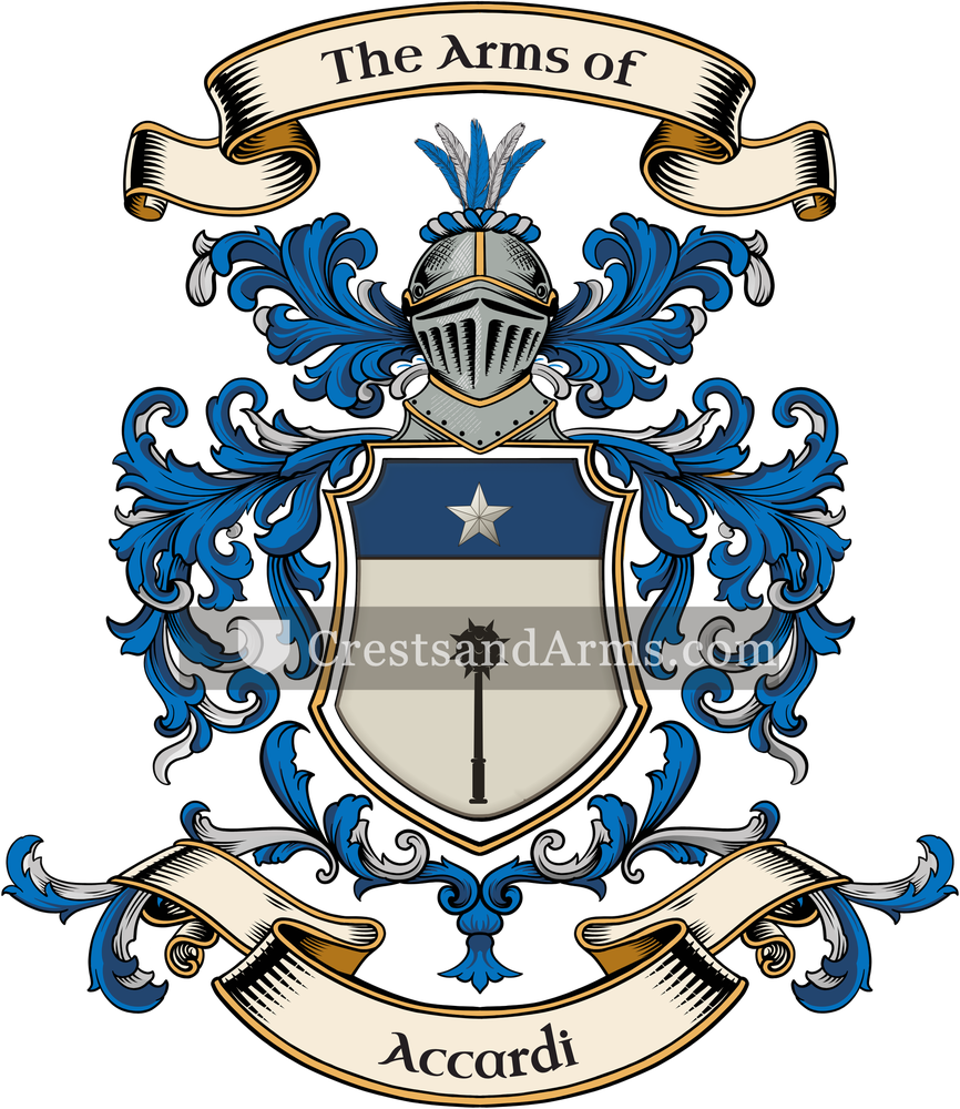 The Accardi coat of arms, drawn from the recorded blazon