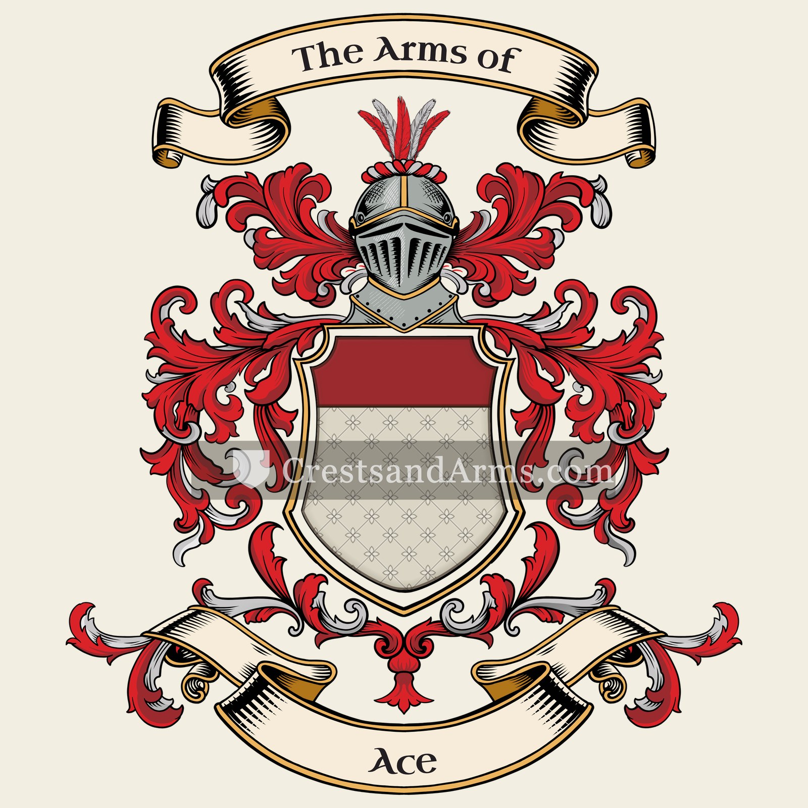 The Ace coat of arms, drawn from the recorded blazon