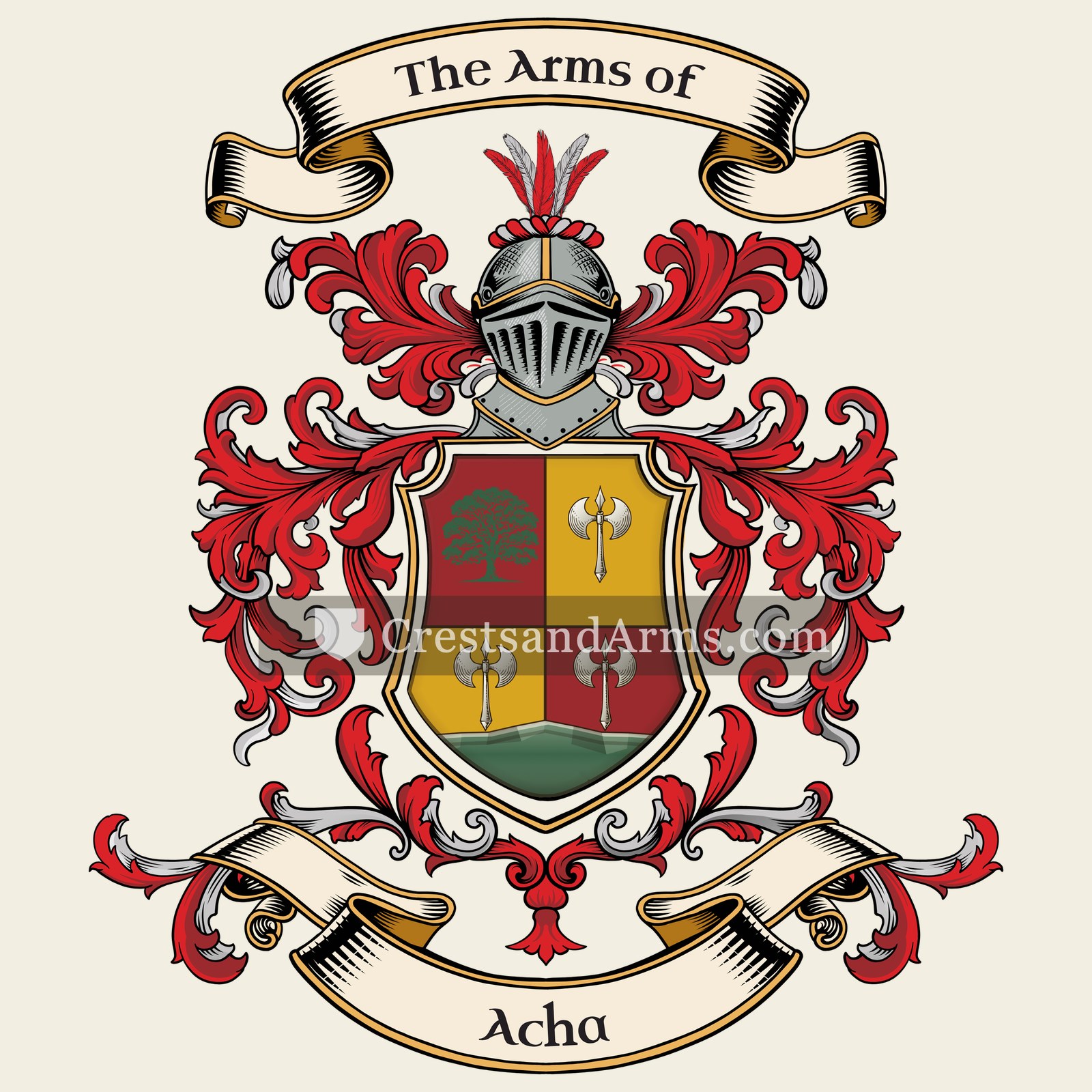The Acha coat of arms, drawn from the recorded blazon