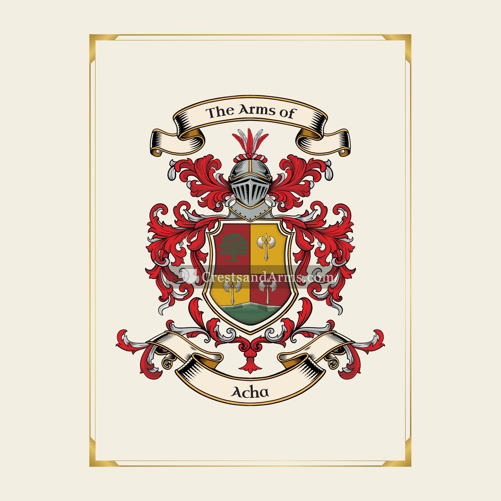 With gold border