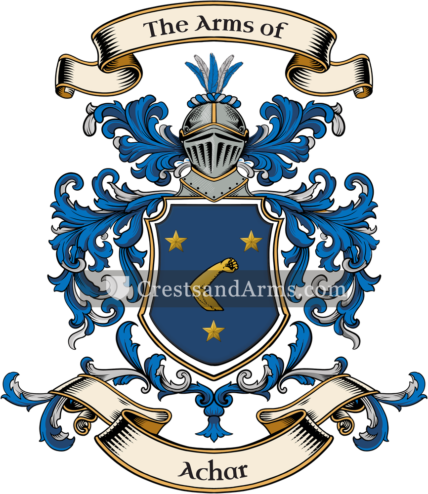 The Achar coat of arms, drawn from the recorded blazon