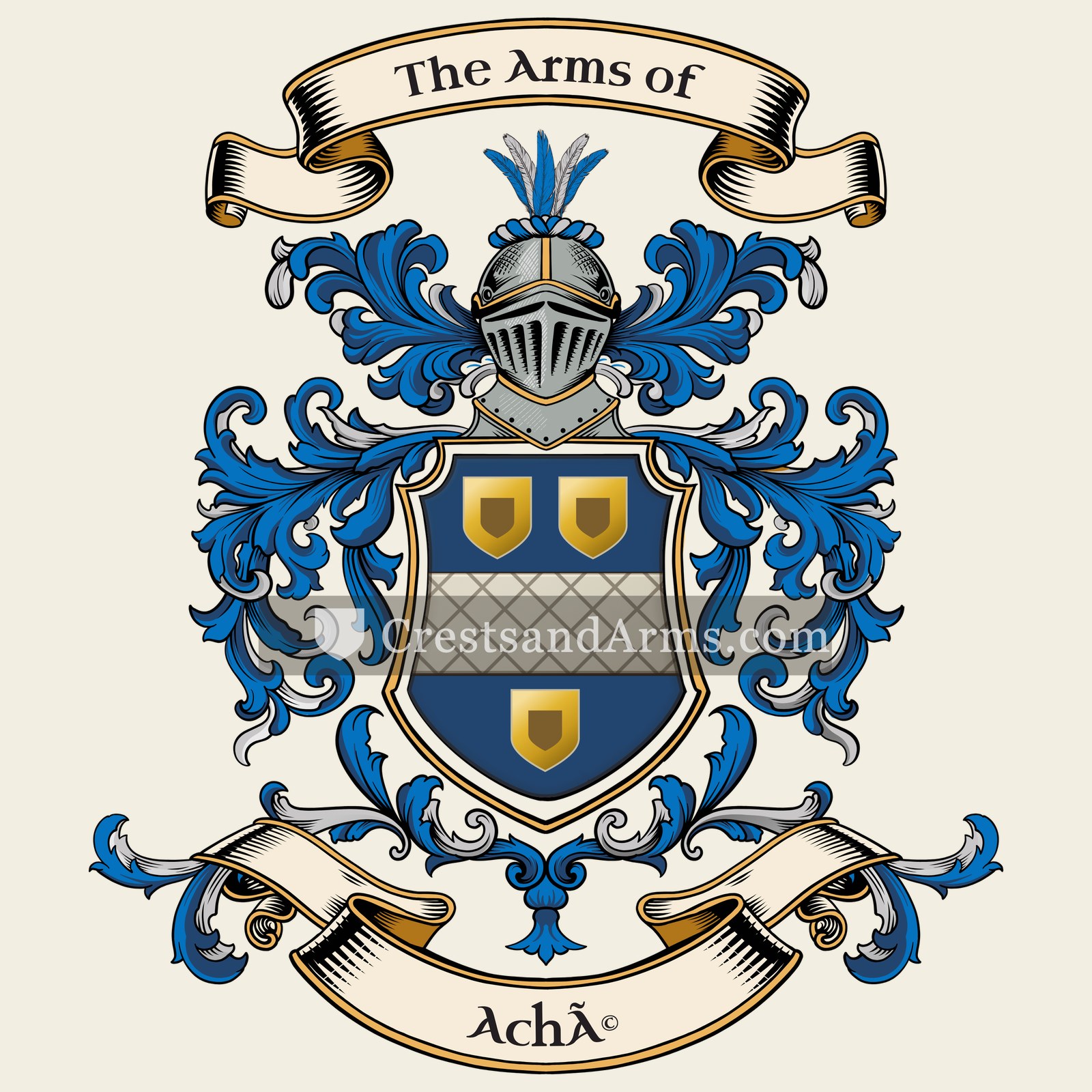 The Aché coat of arms, drawn from the recorded blazon