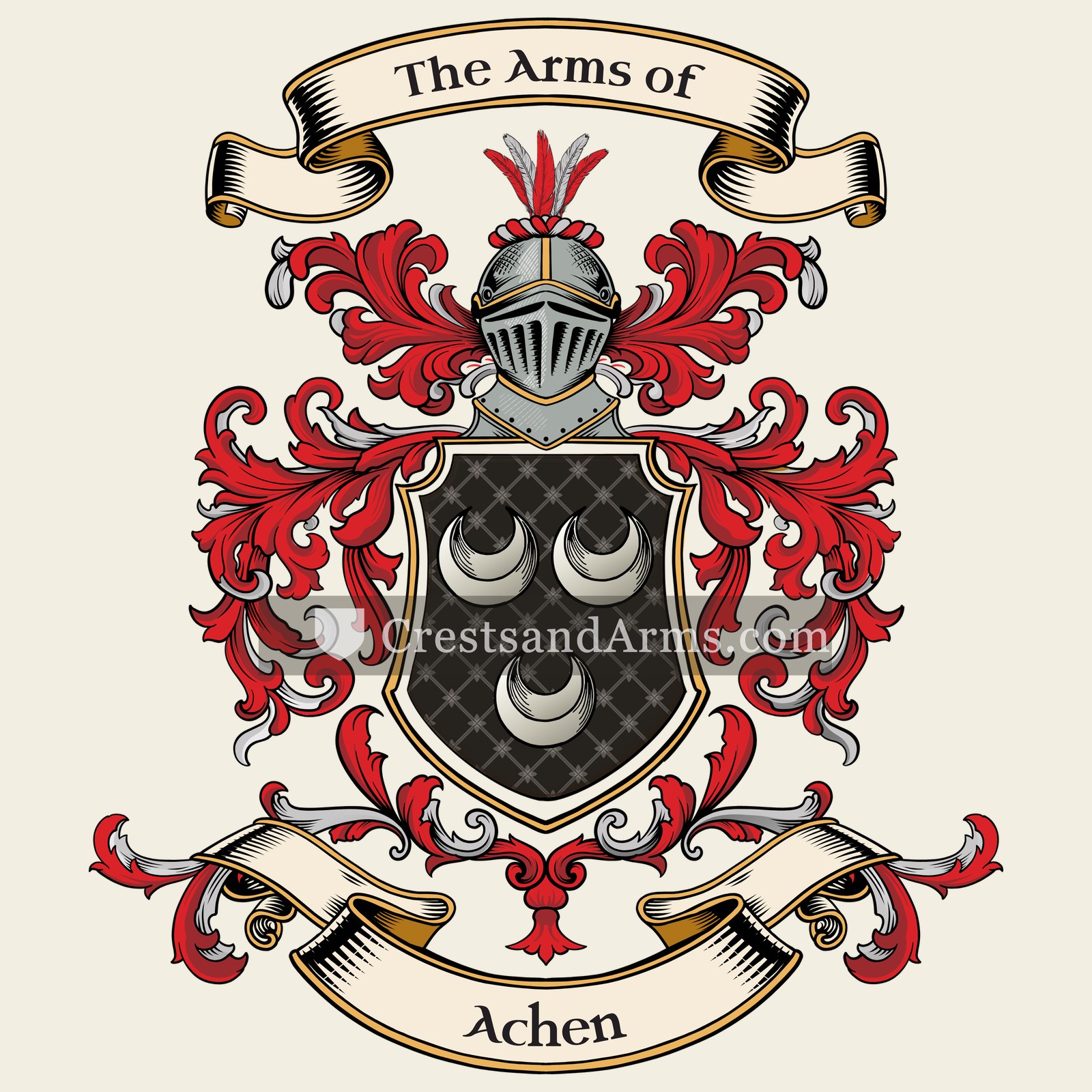 The Achen coat of arms, drawn from the recorded blazon