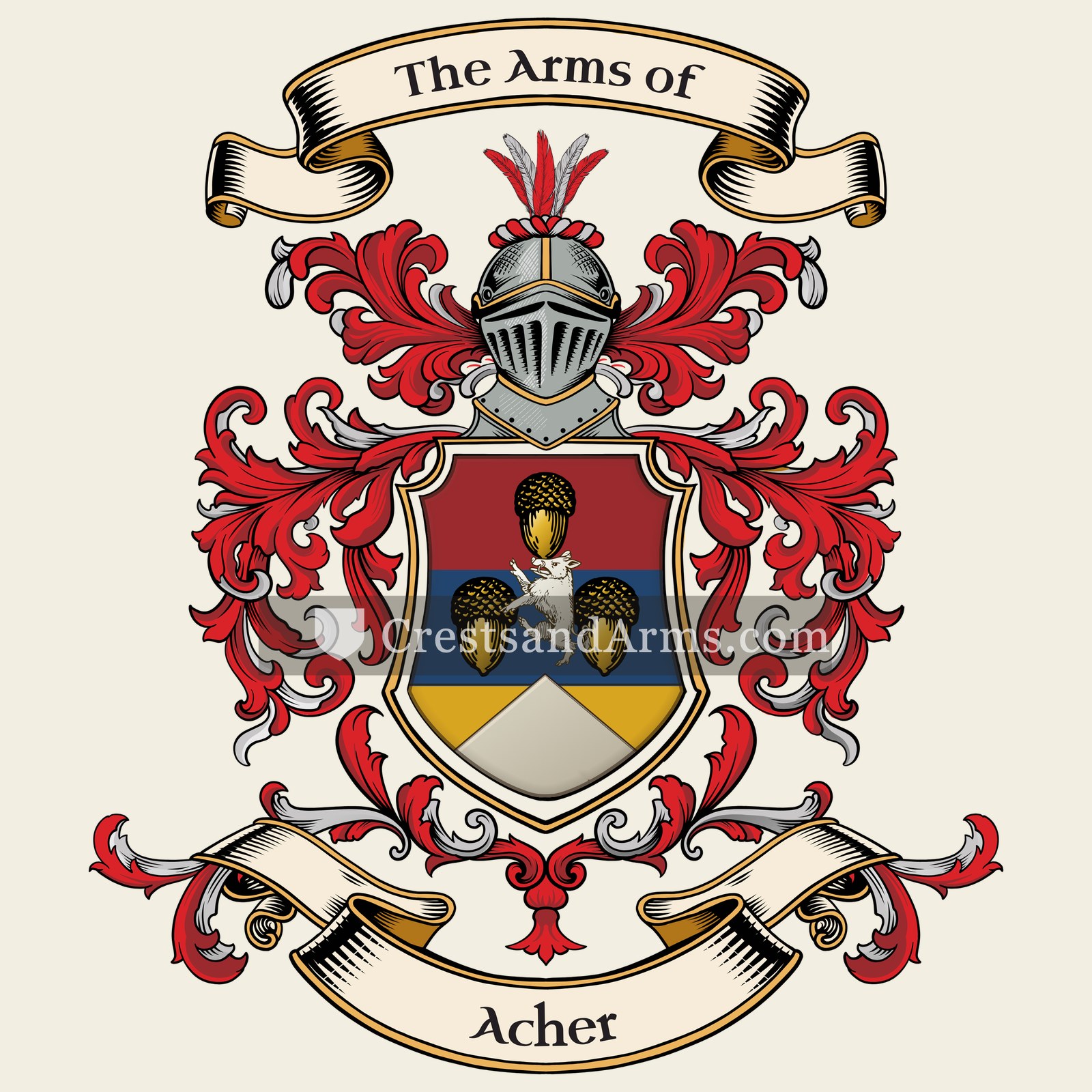 The Acher coat of arms, drawn from the recorded blazon